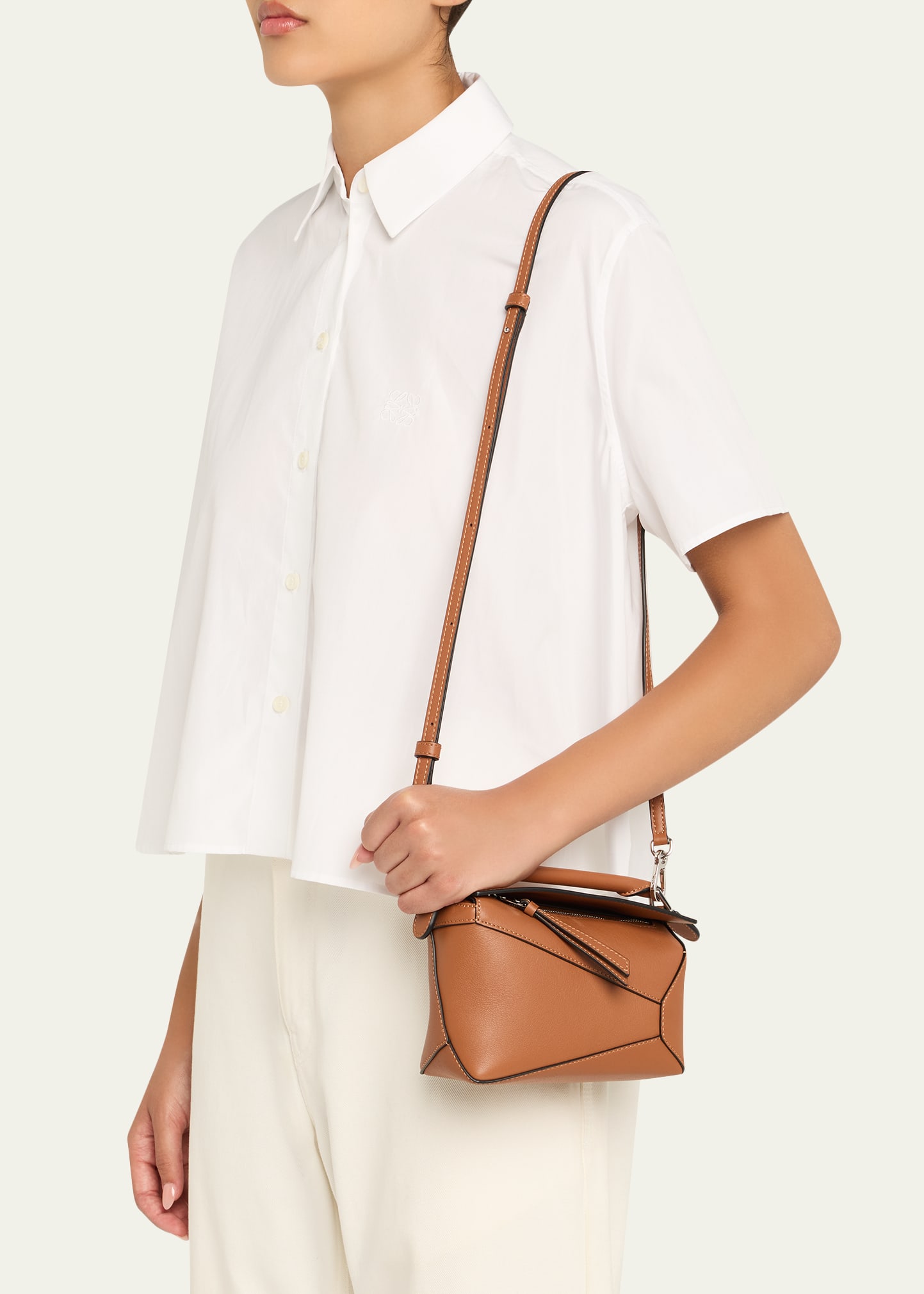 Loewe x Paula's Ibiza Puzzle Edge Mini Top-Handle Bag in Leather
