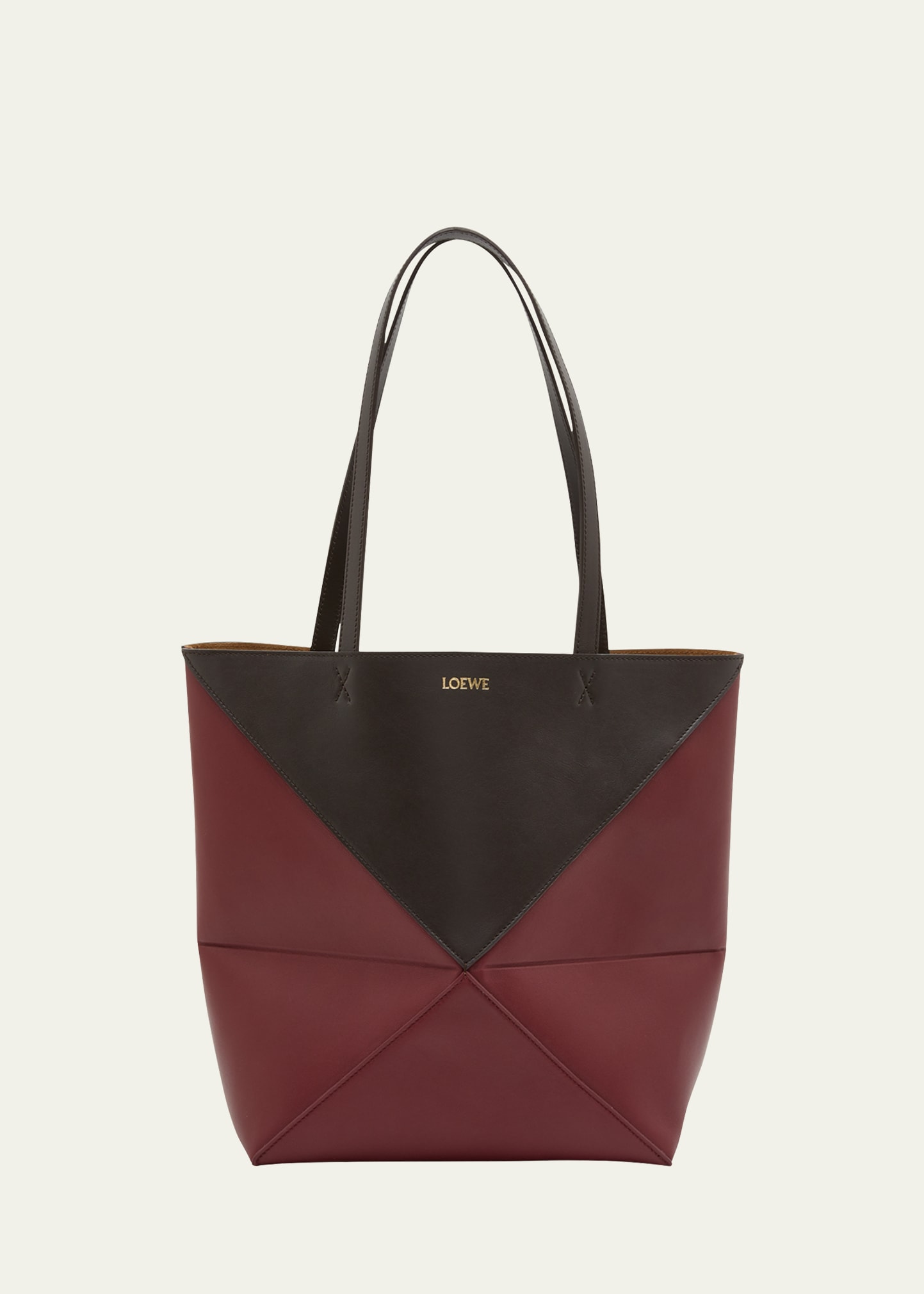 Loewe Puzzle Fold Medium Tote Bag in Shiny Bicolor Leather