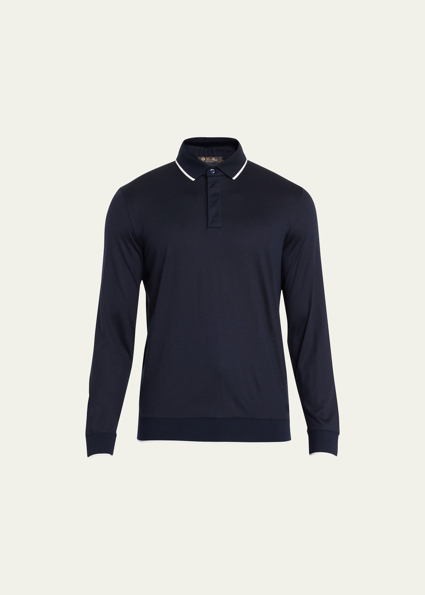 Loro Piana Men's Long-Sleeve Pique Polo Shirt - Bergdorf Goodman