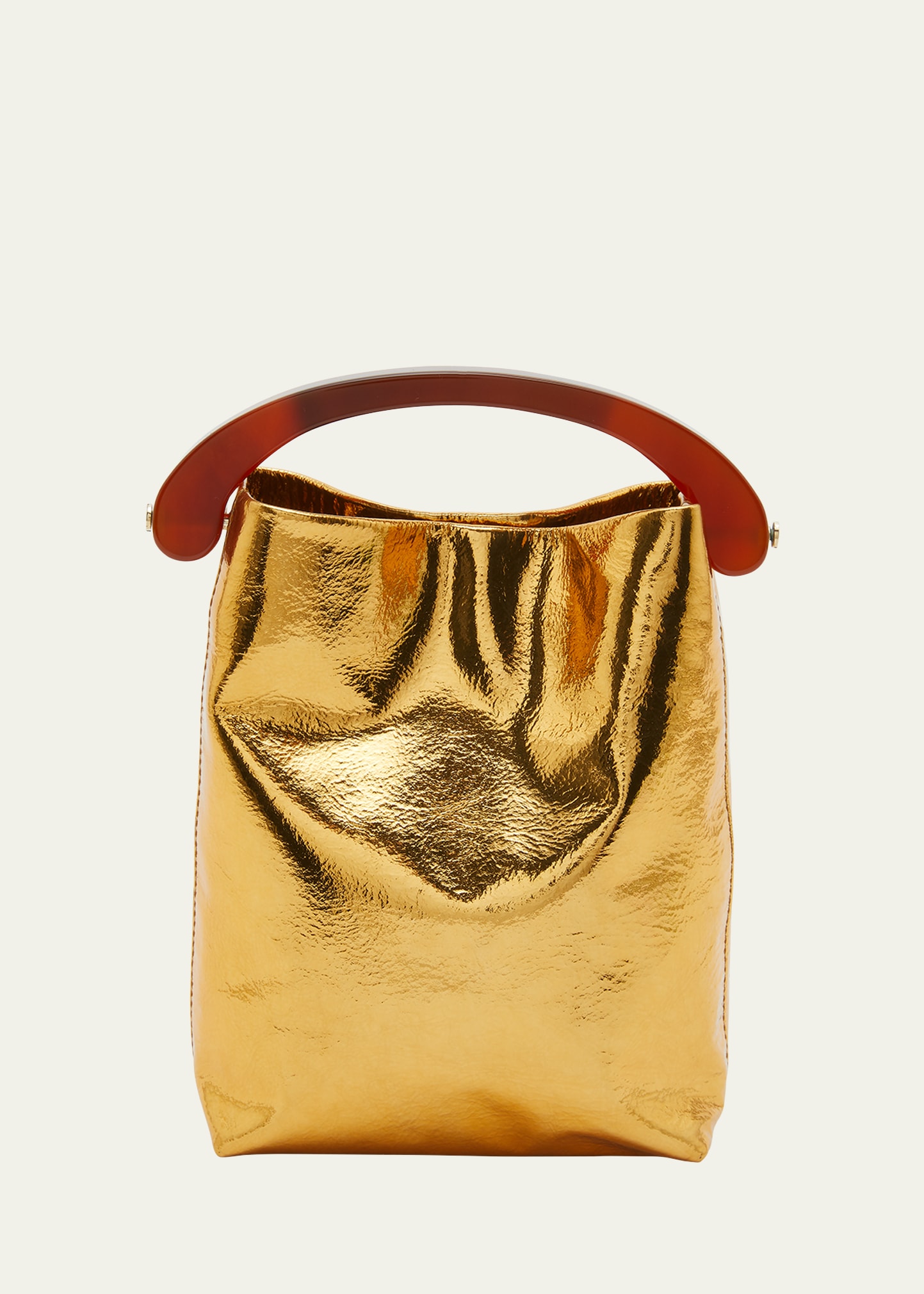 Dries Van Noten Crisp Metallic Napa Top-Handle Bag - Bergdorf Goodman