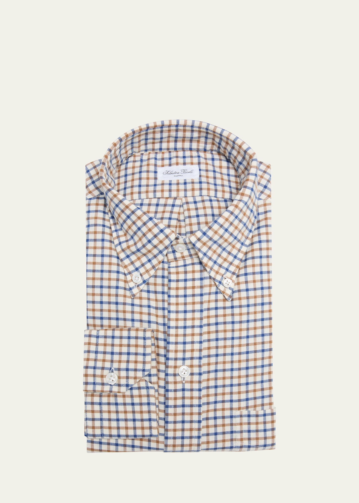 Salvatore Piccolo Men's Cotton Check Casual Button Down Shirt