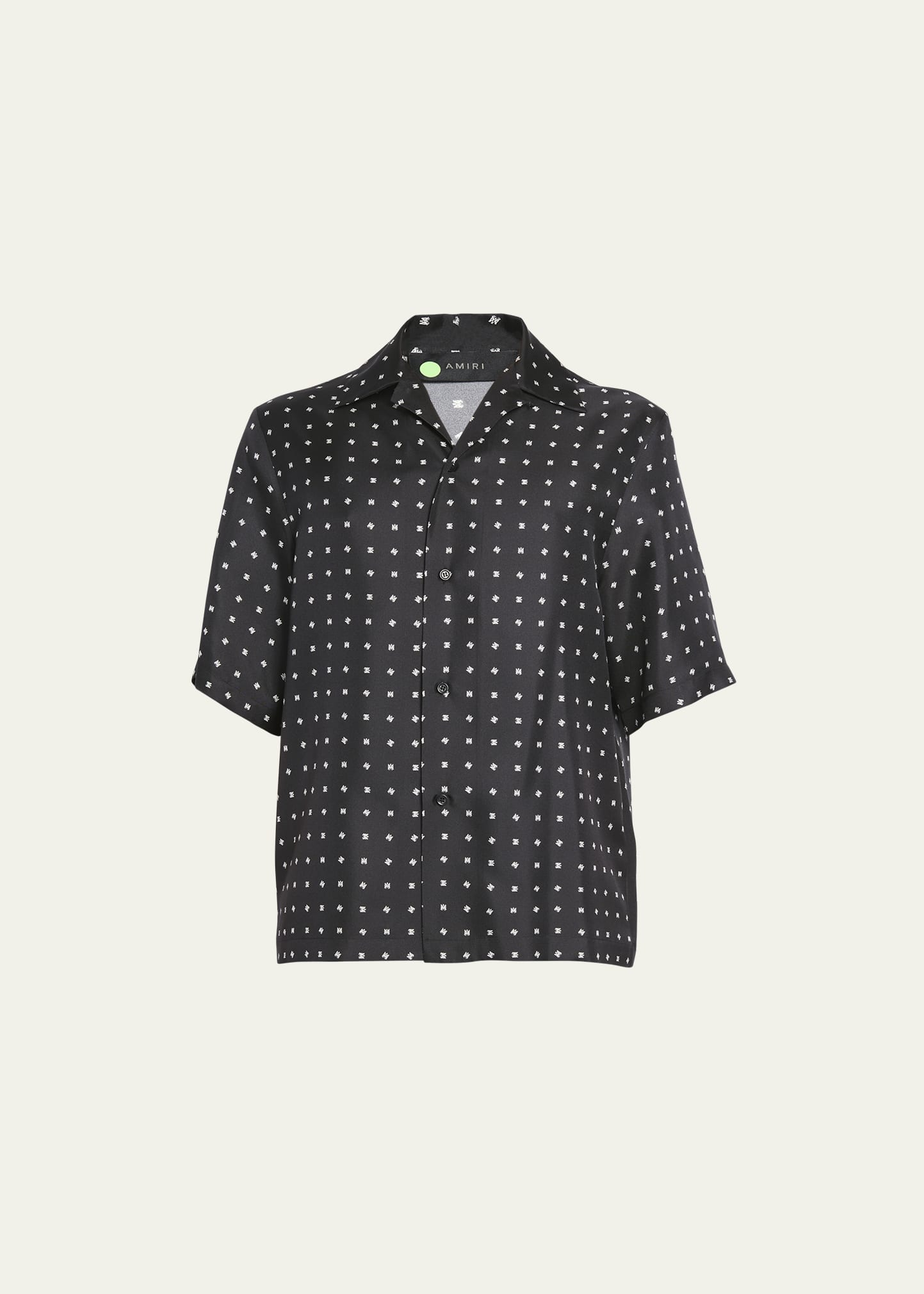 AMIRI Argyle Monogram Short Sleeve Silk Camp Shirt