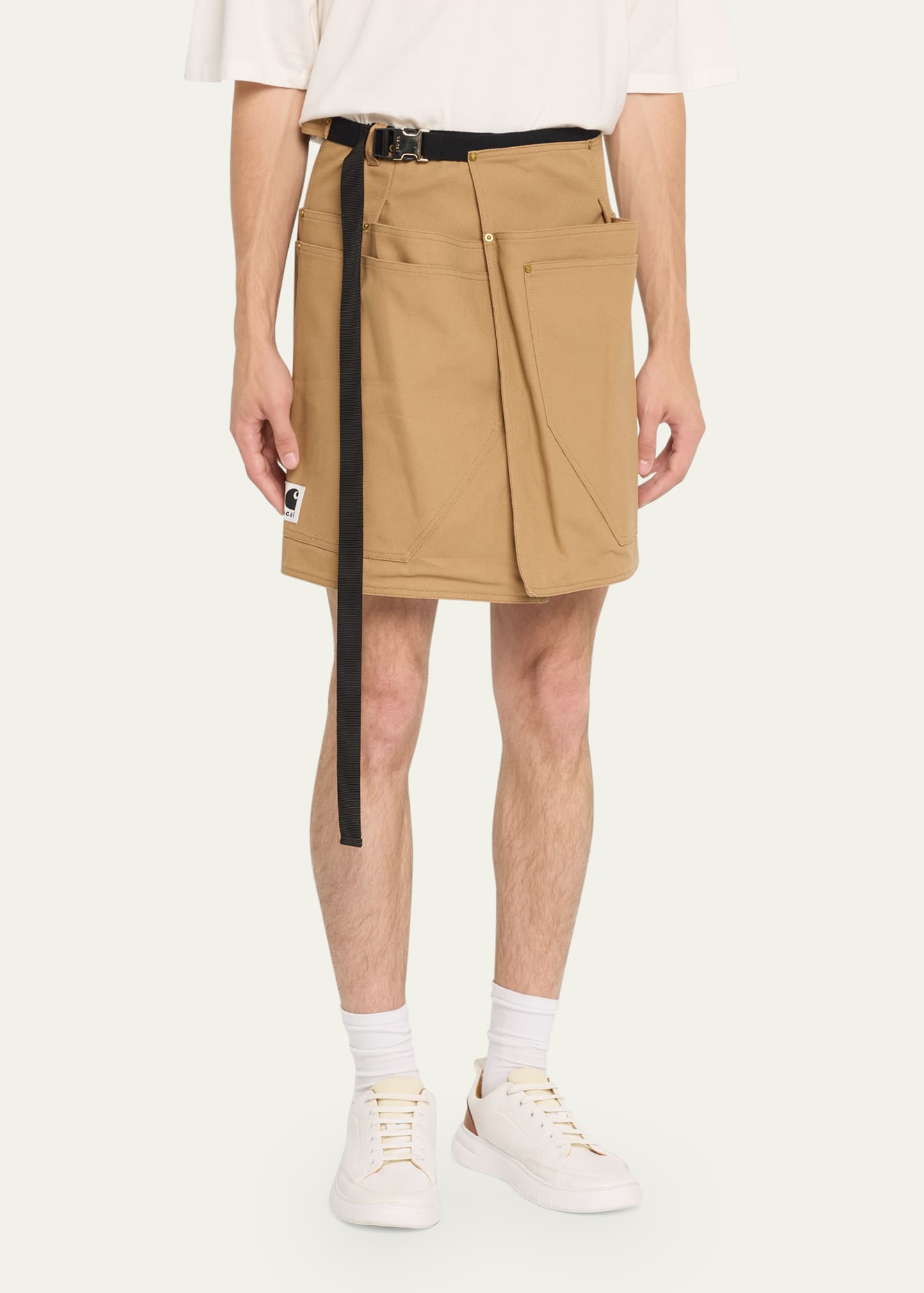 sacai x carhartt apron flared pleated overall dress Women's Lexi Short Sleeve Fit & Flare Midi Dress | Blue main image 0