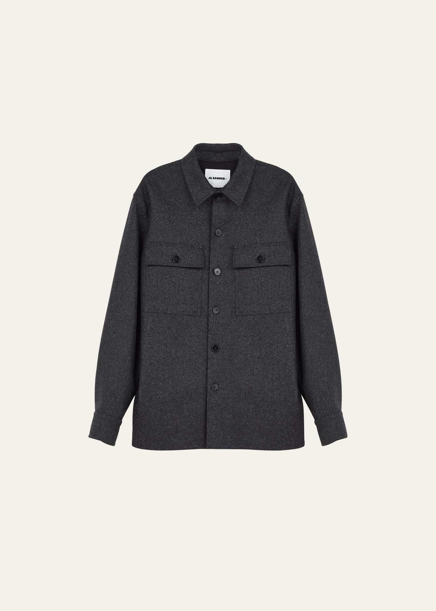 Jil Sander Men's Wool Flannel Overshirt - Bergdorf Goodman