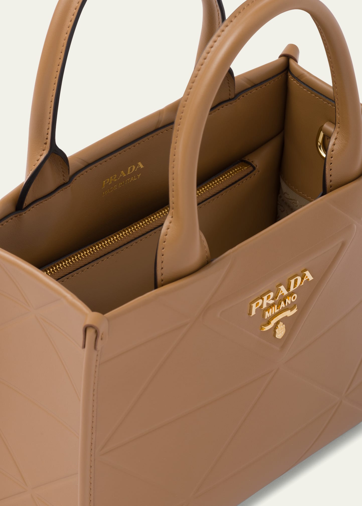Prada Mini Triangle Logo Leather Tote Bag - Bergdorf Goodman