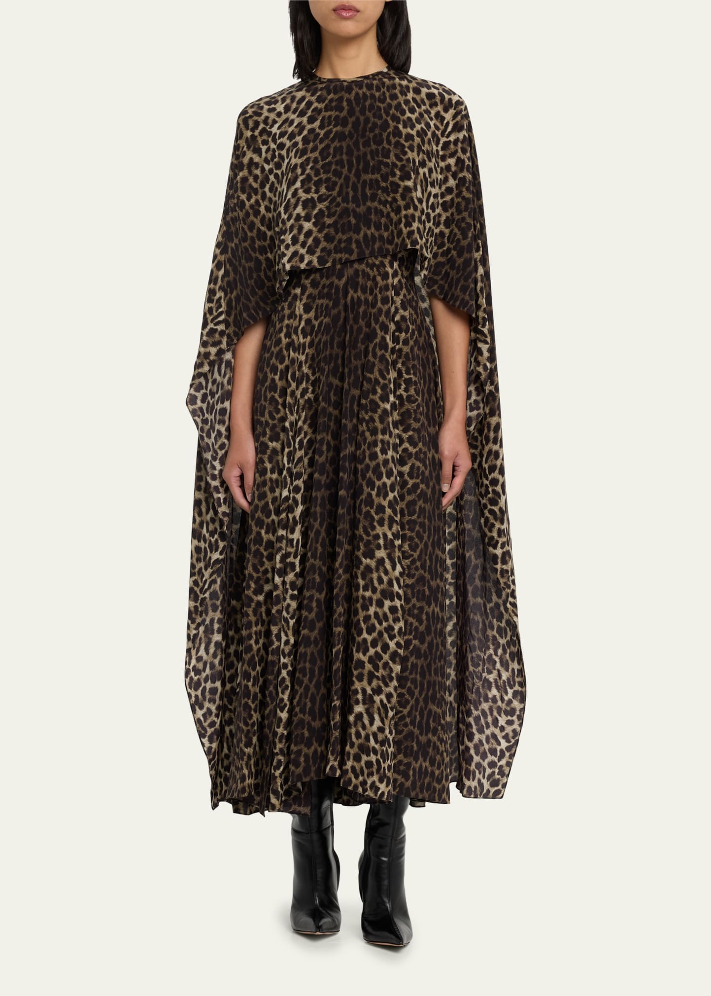 Michael Kors Collection Leopard-Print Side-Slit Midi Cape Dress - Bergdorf  Goodman
