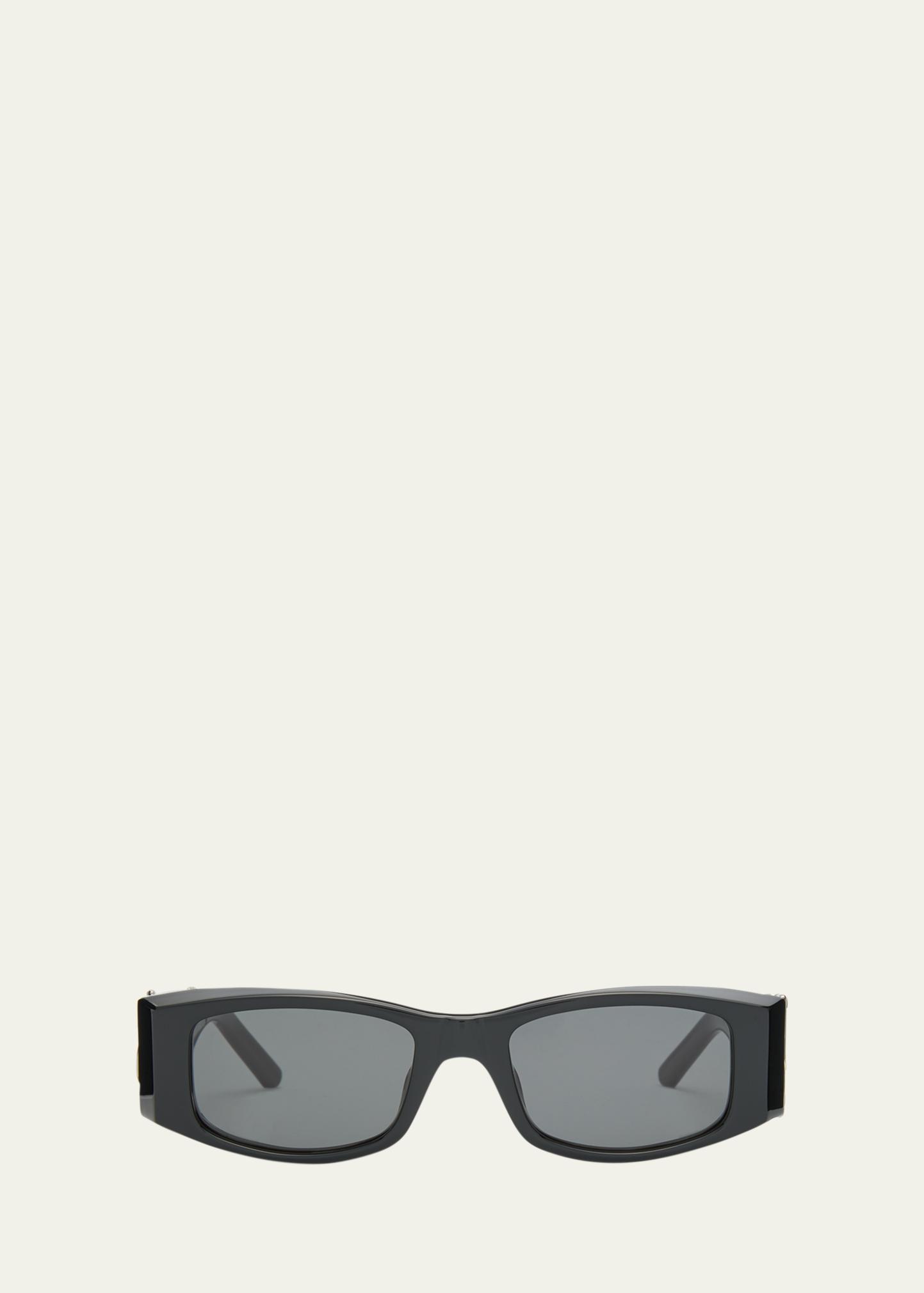 Palm Angels Angel Black Acetate & Metal Rectangle Sunglasses