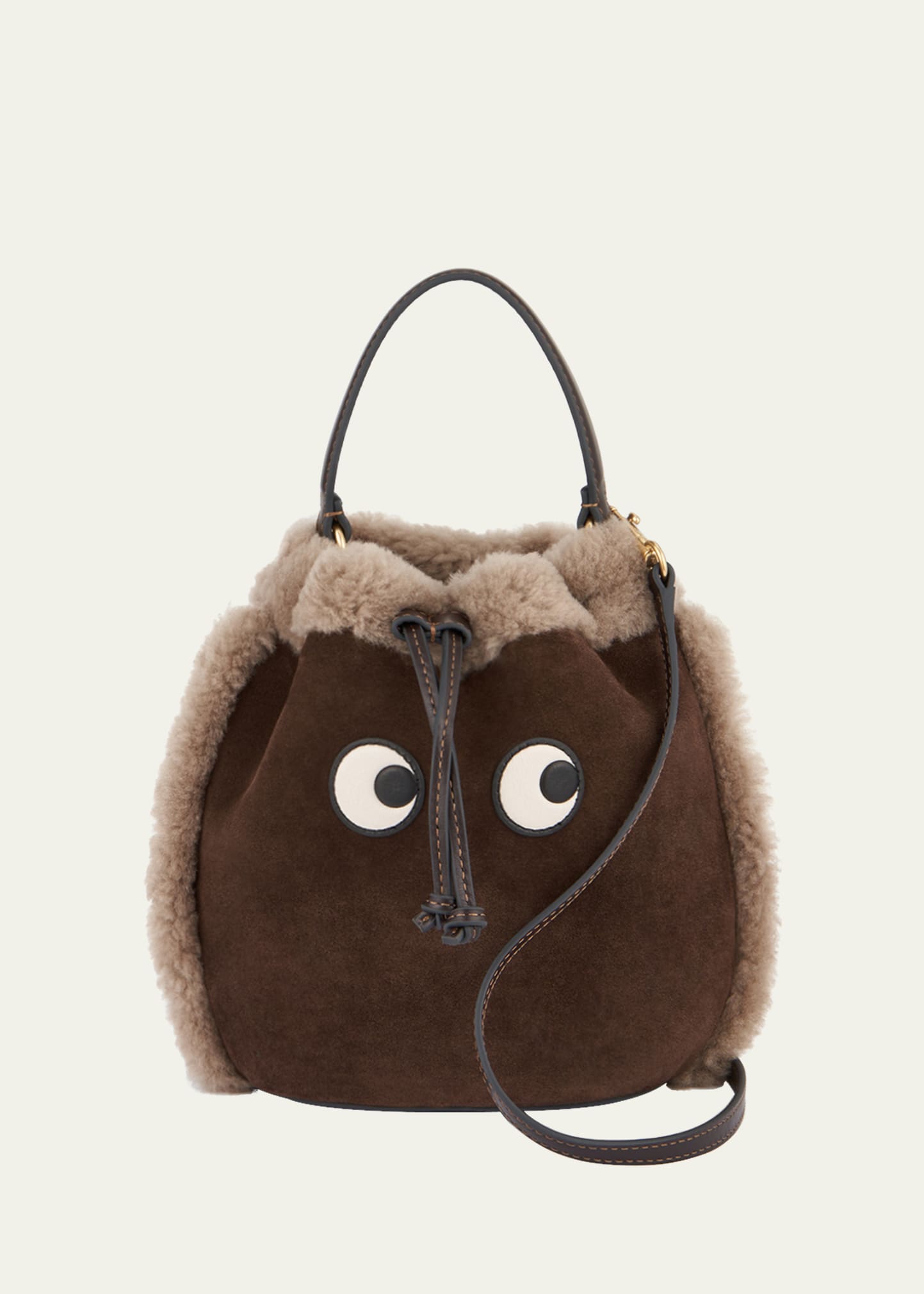 Anya Hindmarch Eyes Drawstring Shearling Crossbody Bag