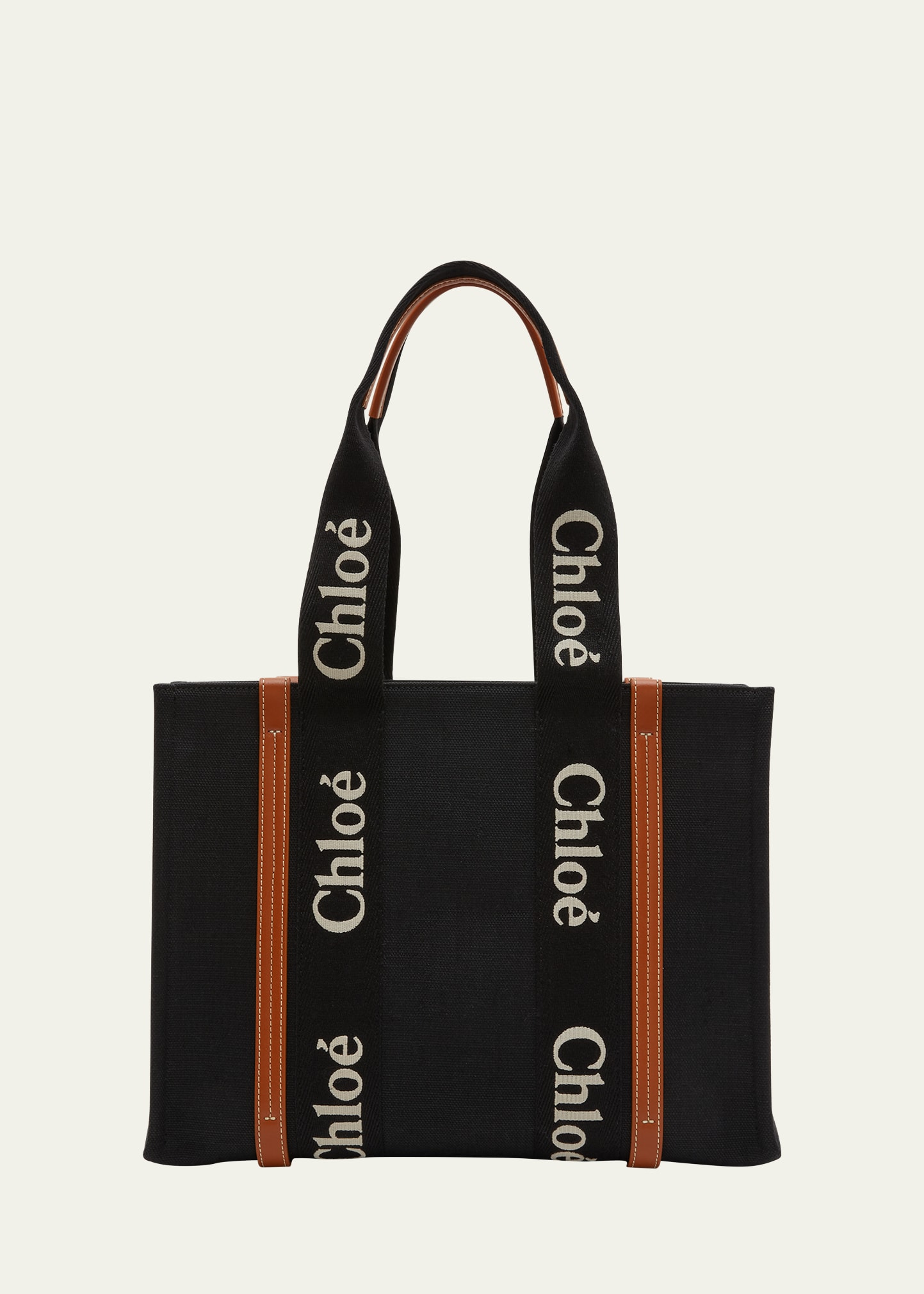 【関税＆送料込み】ChloAC Woody Canvas Medium Tote Chloe Woody Medium Tote Bag with Logo Webbing in Canvas