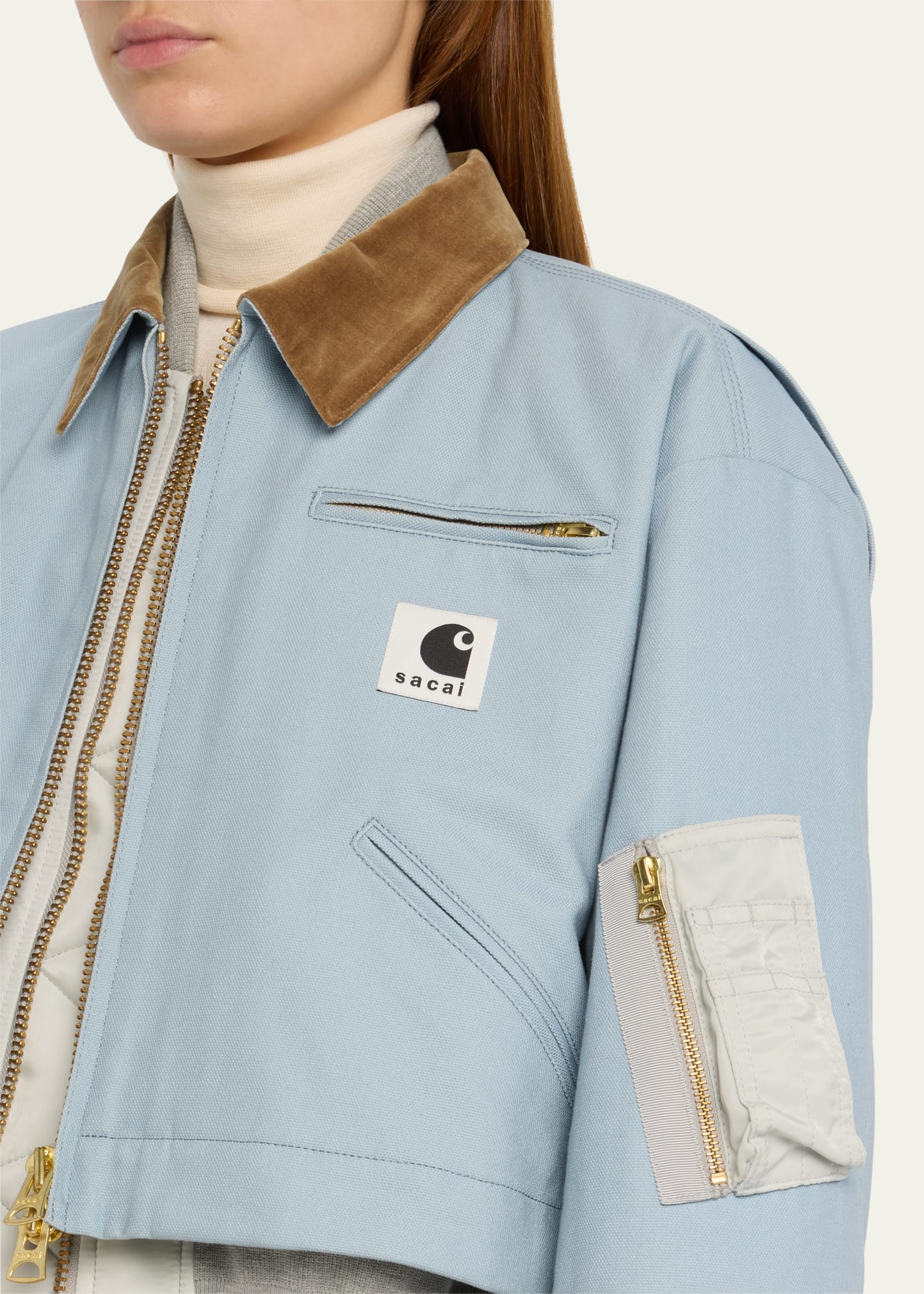 SACAI x Carhartt WIP Collared Canvas Layered Bomber Jacket