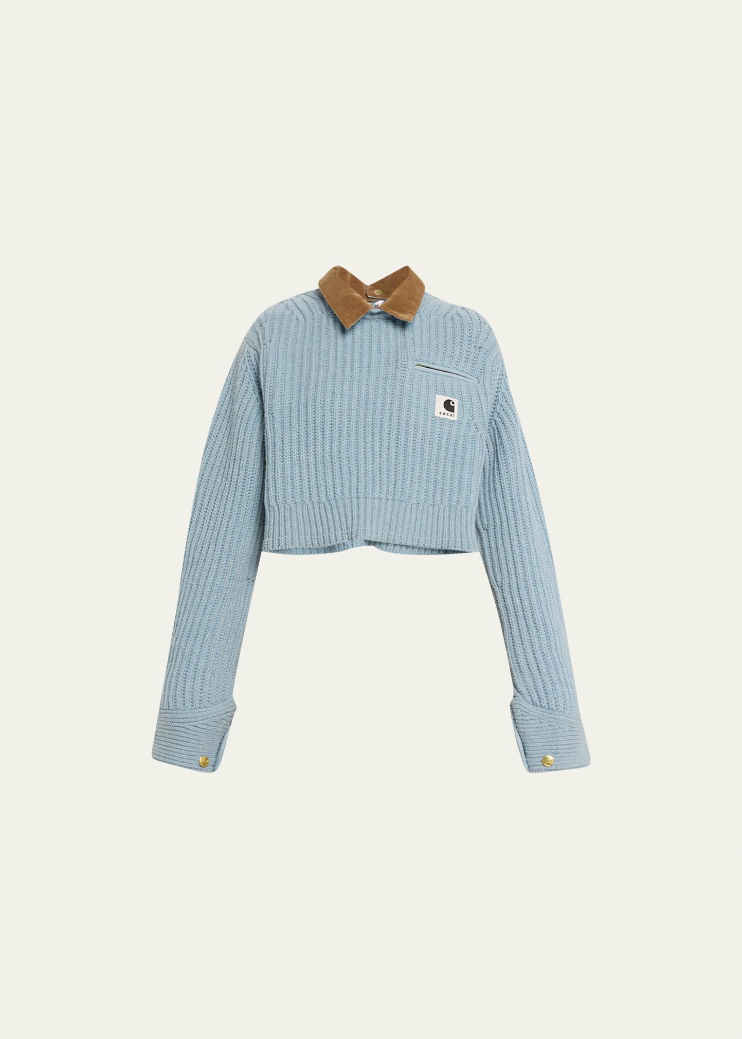 sacai x Carhartt WIP Oversize Wool Sweater with Detachable Collar