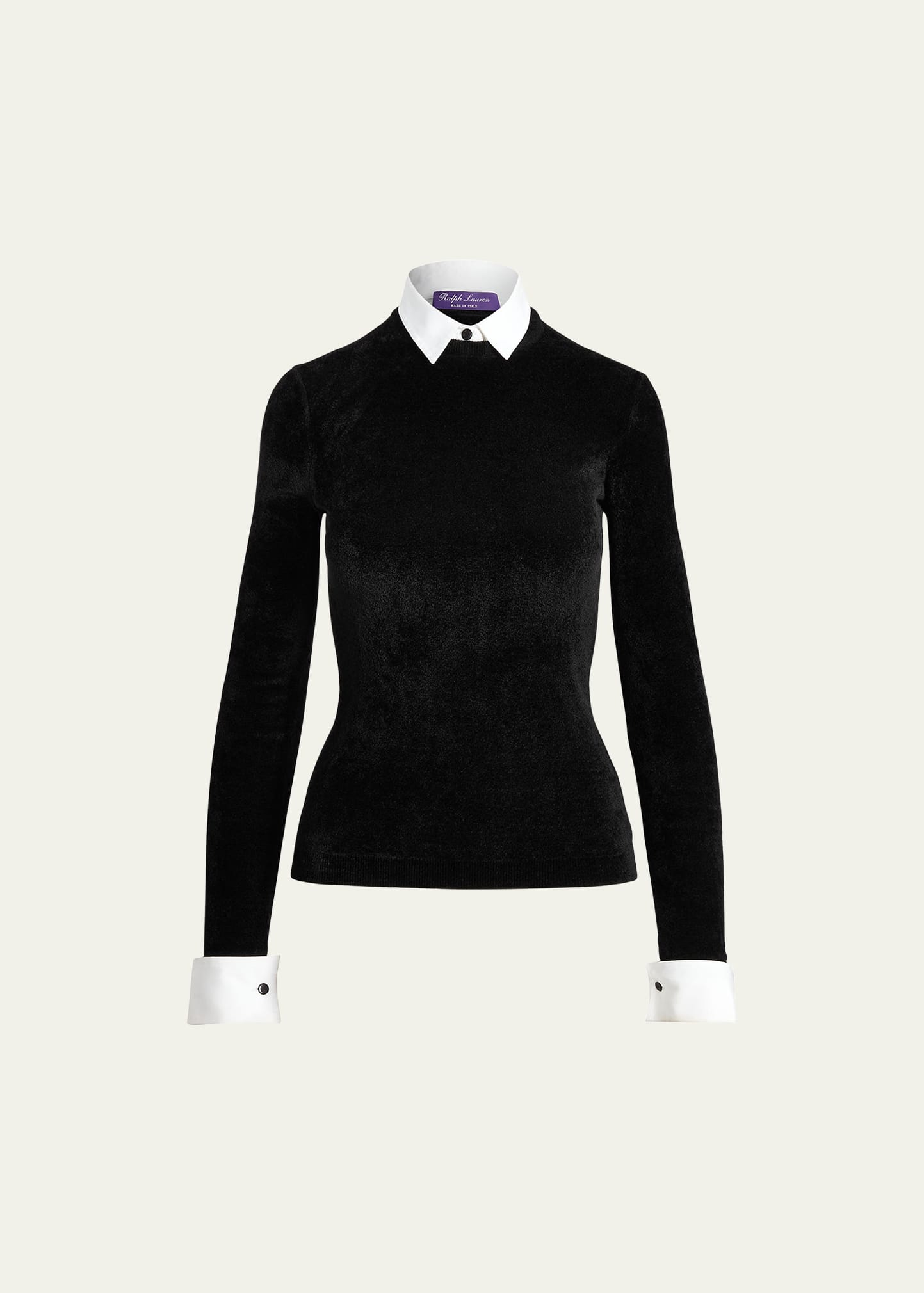 Ralph Lauren Collection Contrast Collar Long Sleeve Sweater