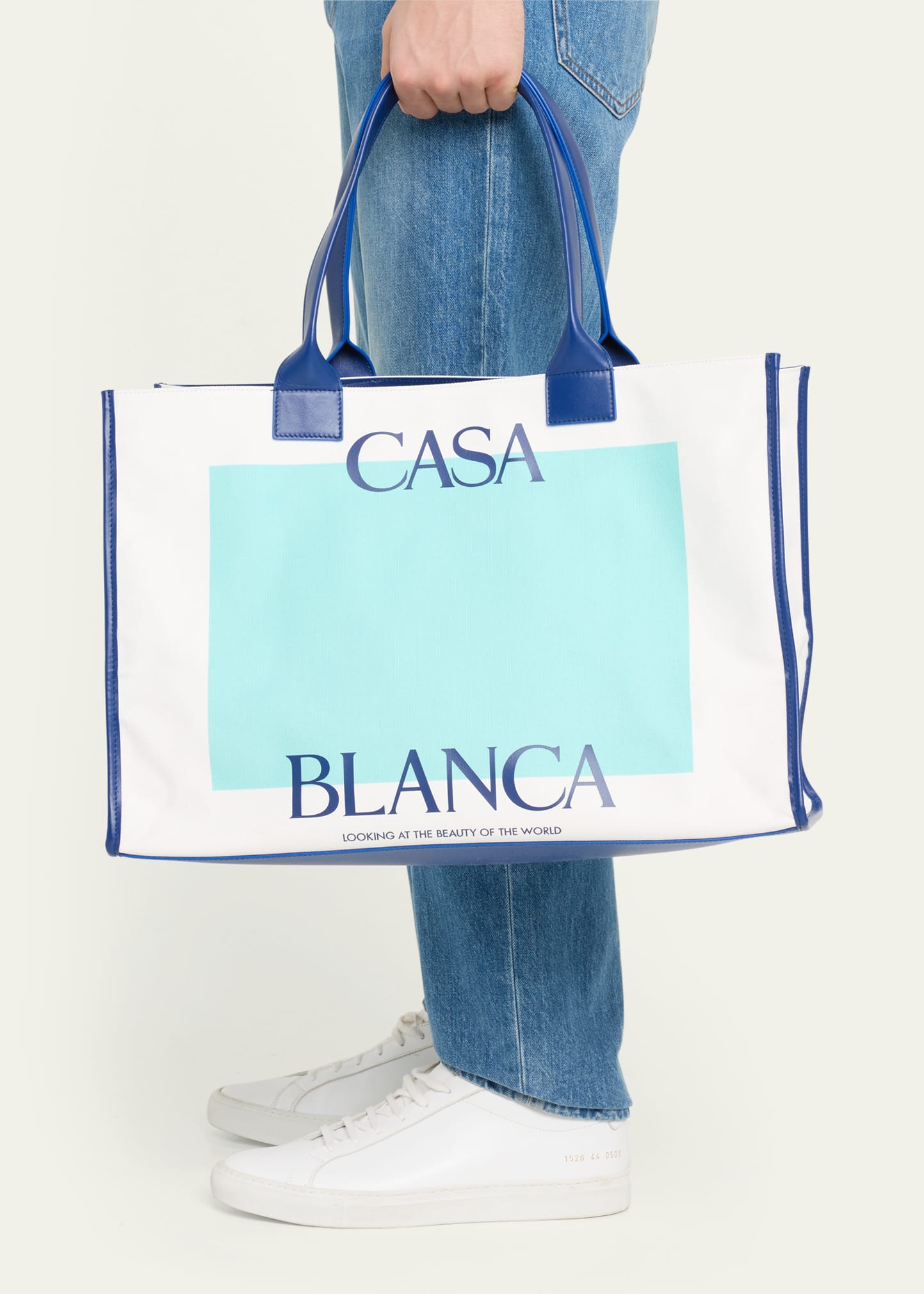 CASABLANCA Men's Large Casa Canvas and Leather Tote Bag