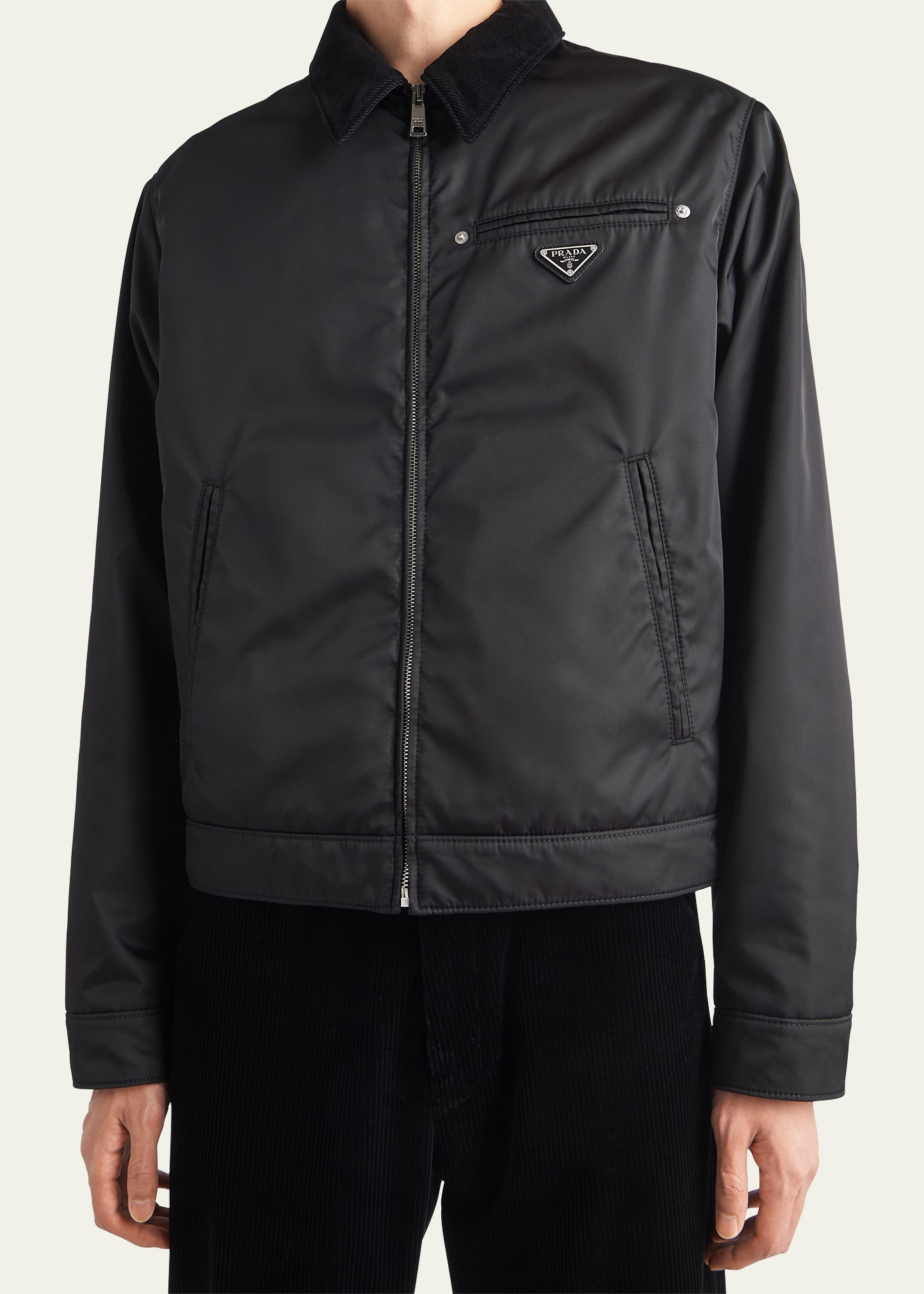 【関税＆送料込み】Prada Corduroy-Collar Storm Jacket Prada corduroy-collar Storm Jacket | Brown | FARFETCH ID