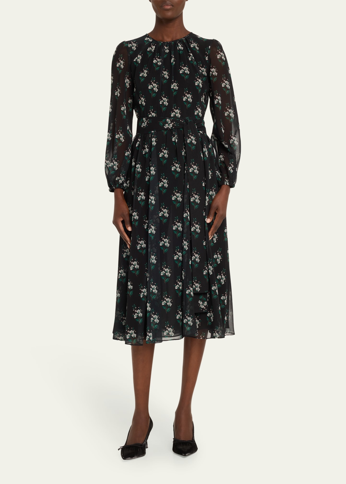 Carolina Herrera Knit Midi Dress with Lace Inset Detail - Bergdorf