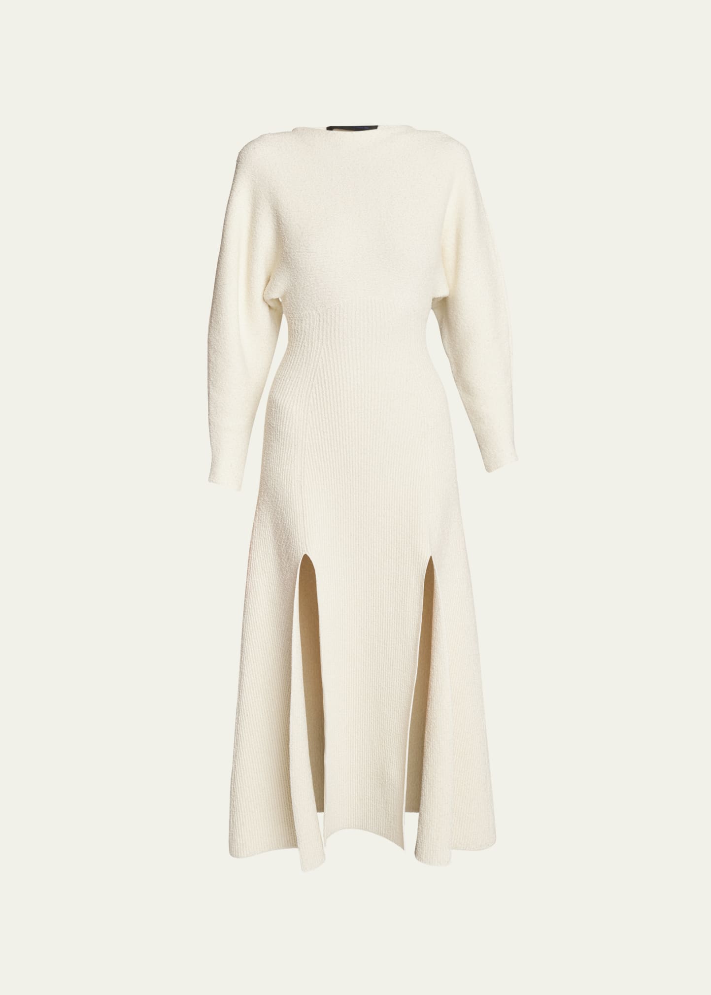 Proenza Schouler Slits-Hem Long-Sleeve Boucle Midi Dress