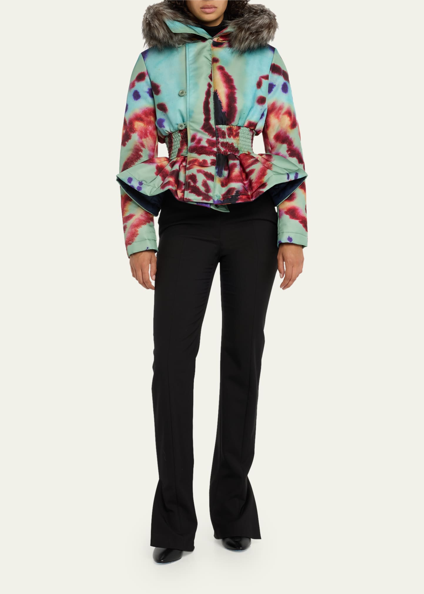 Altuzarra Delos Peplum Faux Fur Hooded Coat - Bergdorf Goodman