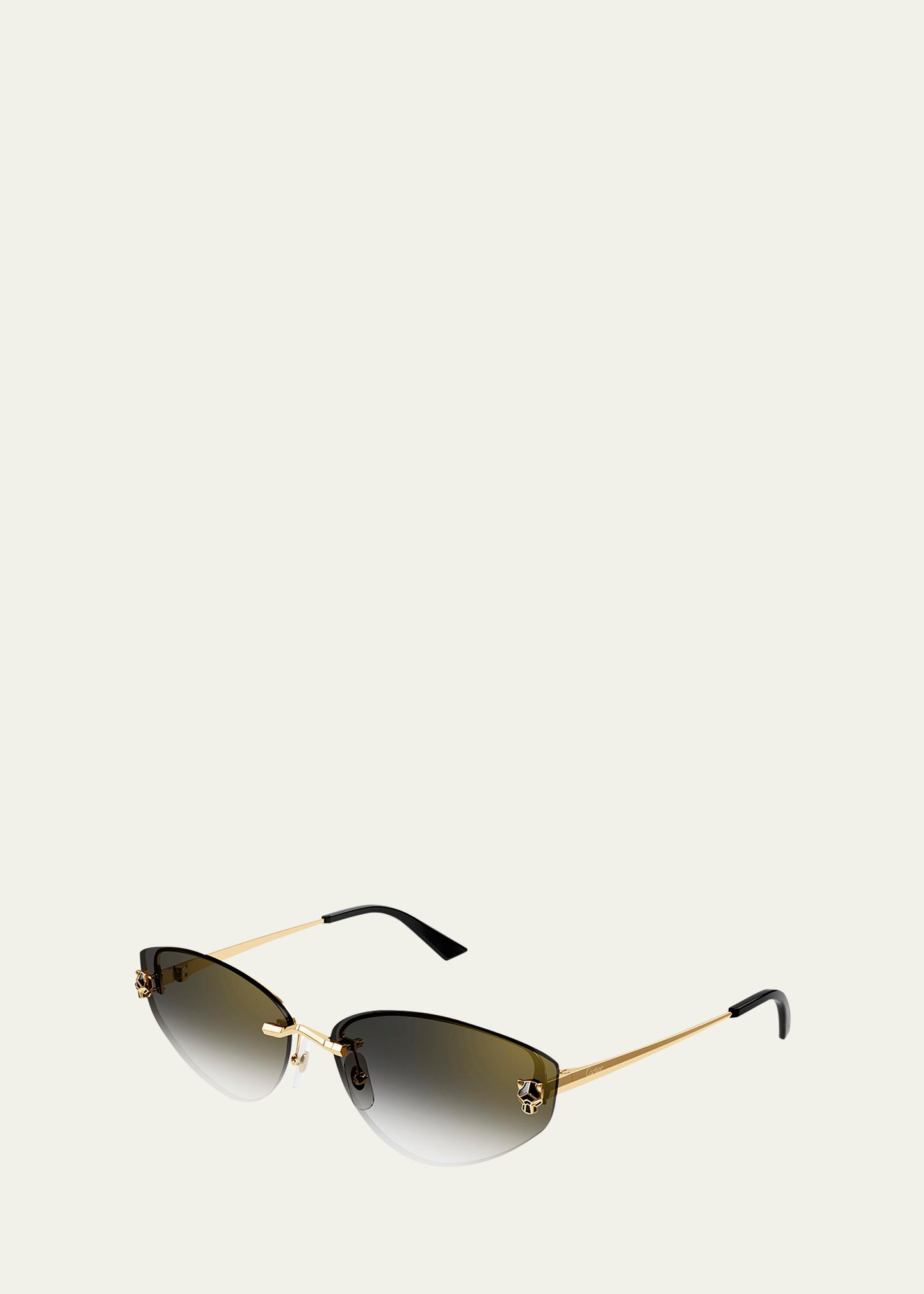 Cartier Panthère Metal Cat-Eye Abstract Sunglasses in Smooth Gold Cartier Panthere Acetate & Metal Cat-Eye Sunglasses | Neiman  main image 2