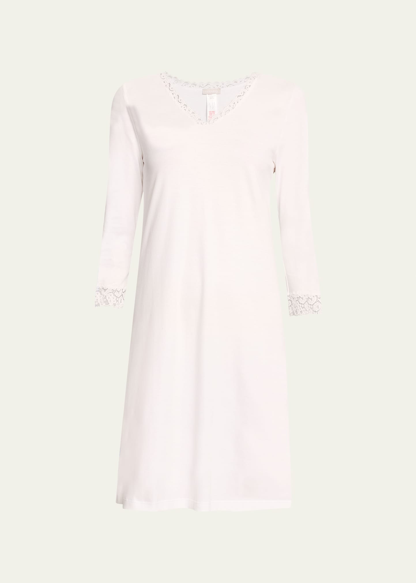 Hanro Ana Cotton Lace-Yoke Nightgown, White - Bergdorf Goodman