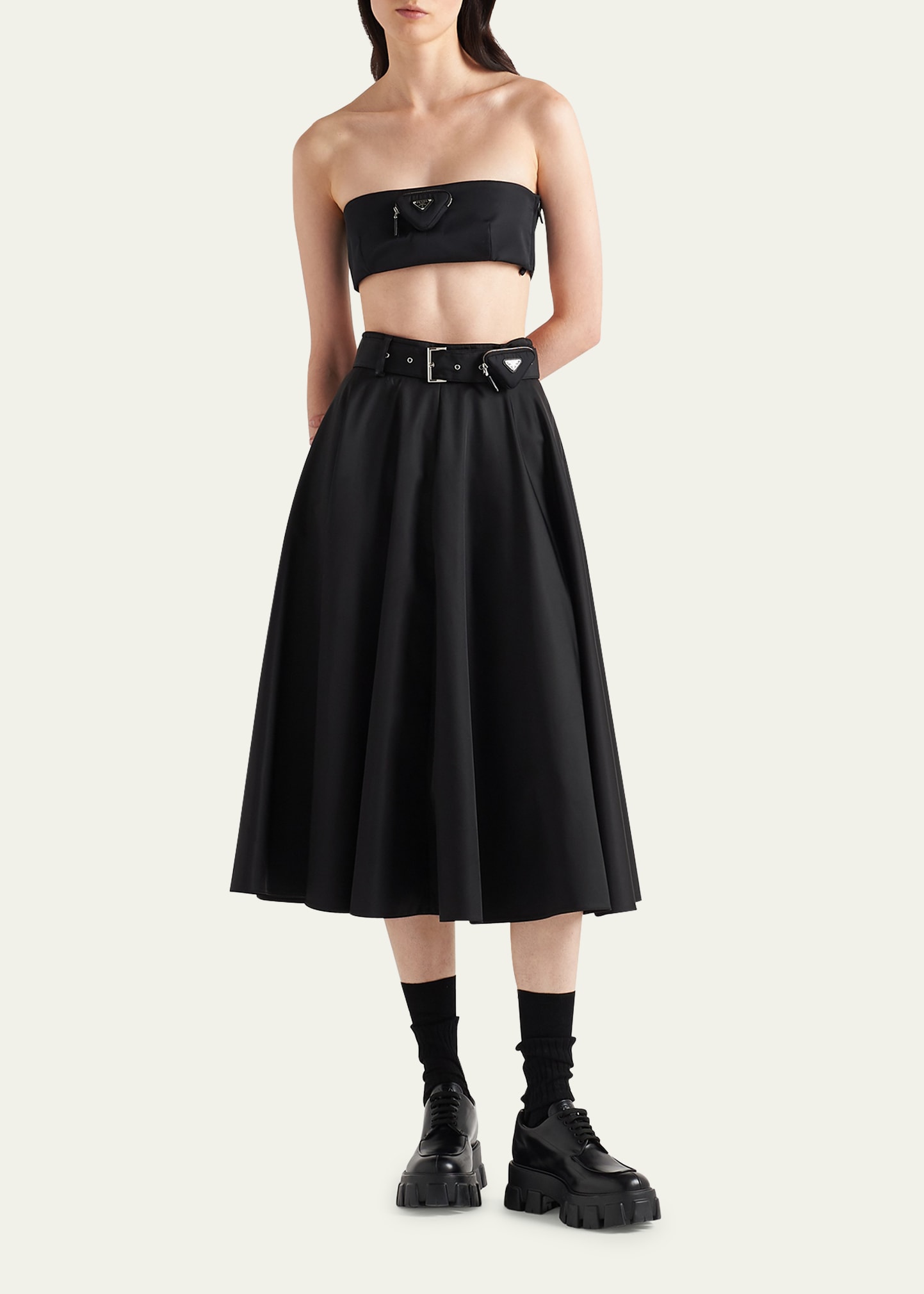 Prada Re-Nylon Belted Midi Skirt - Bergdorf Goodman