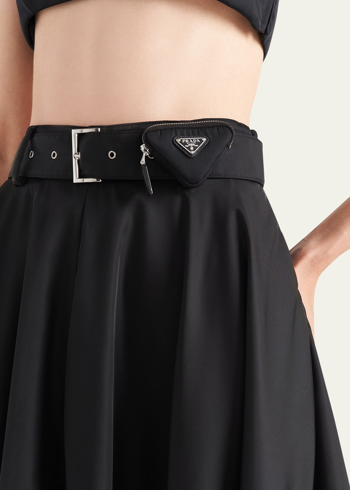 Prada Re-Nylon Belted Midi Skirt - Bergdorf Goodman