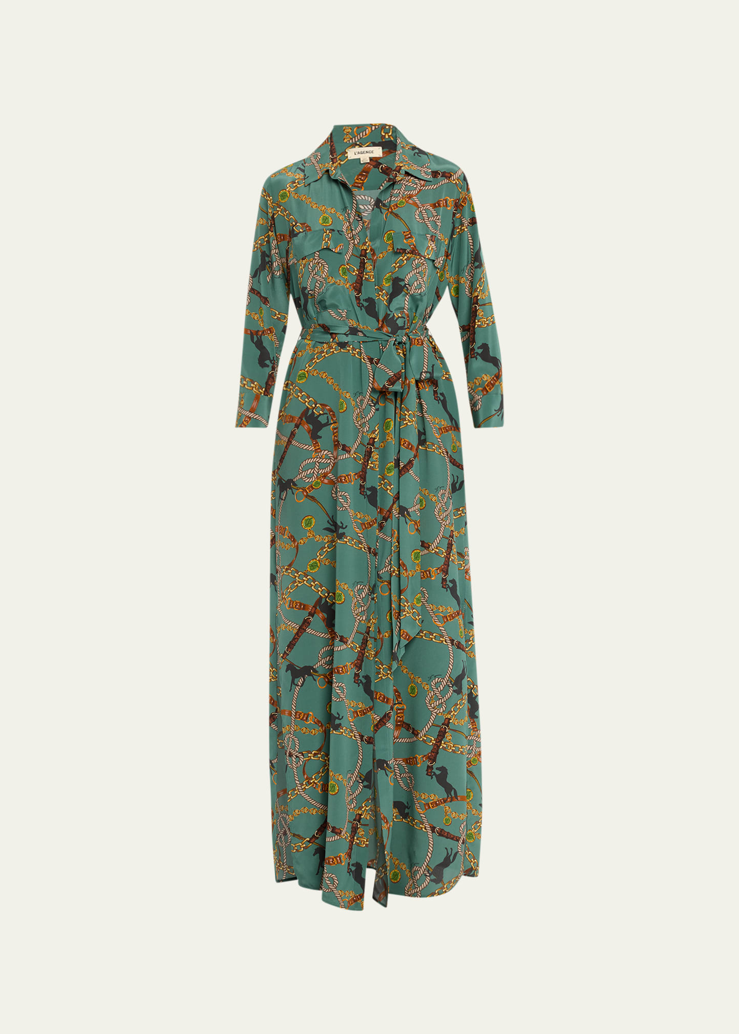 long court dress Sienna Linen Stripe Midi Dress L