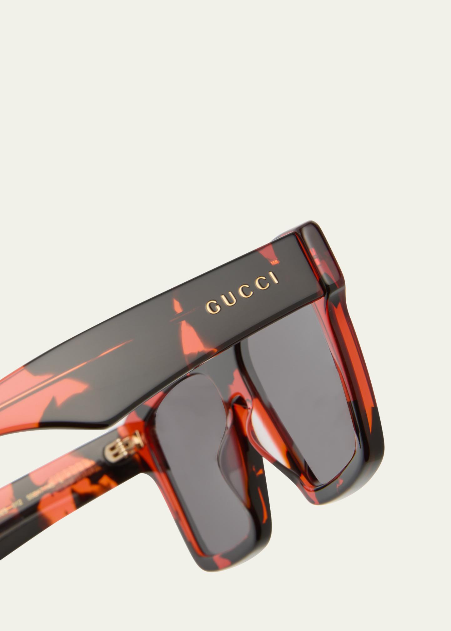 Gucci UNISEX GG0962Sm Acetate Rectangle Sunglasses Gucci GG0962S 010 Square Transparent Green Sunglasses  main image 2