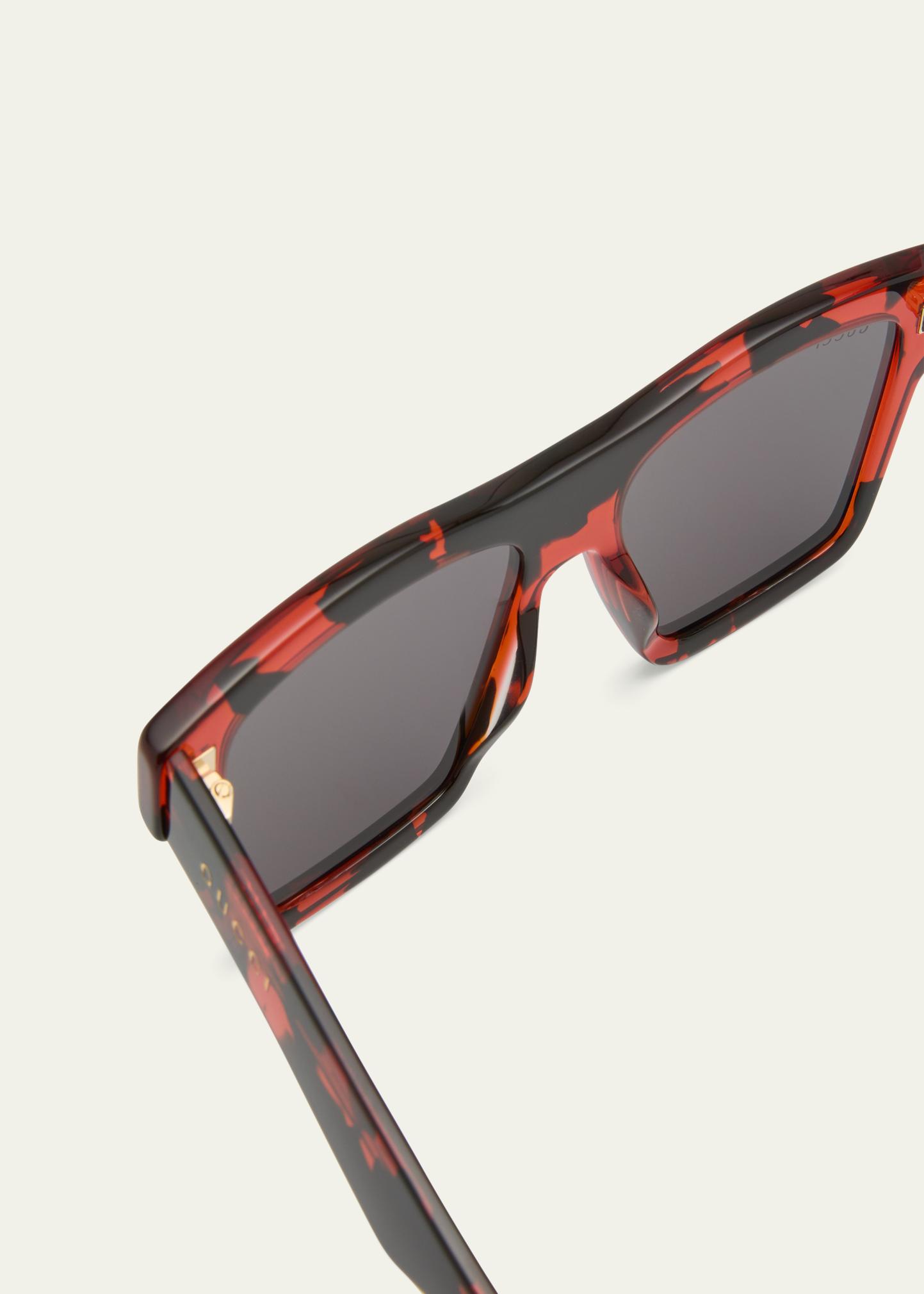 Gucci UNISEX GG0962Sm Acetate Rectangle Sunglasses Gucci GG0962S 010 Square Transparent Green Sunglasses  main image 4