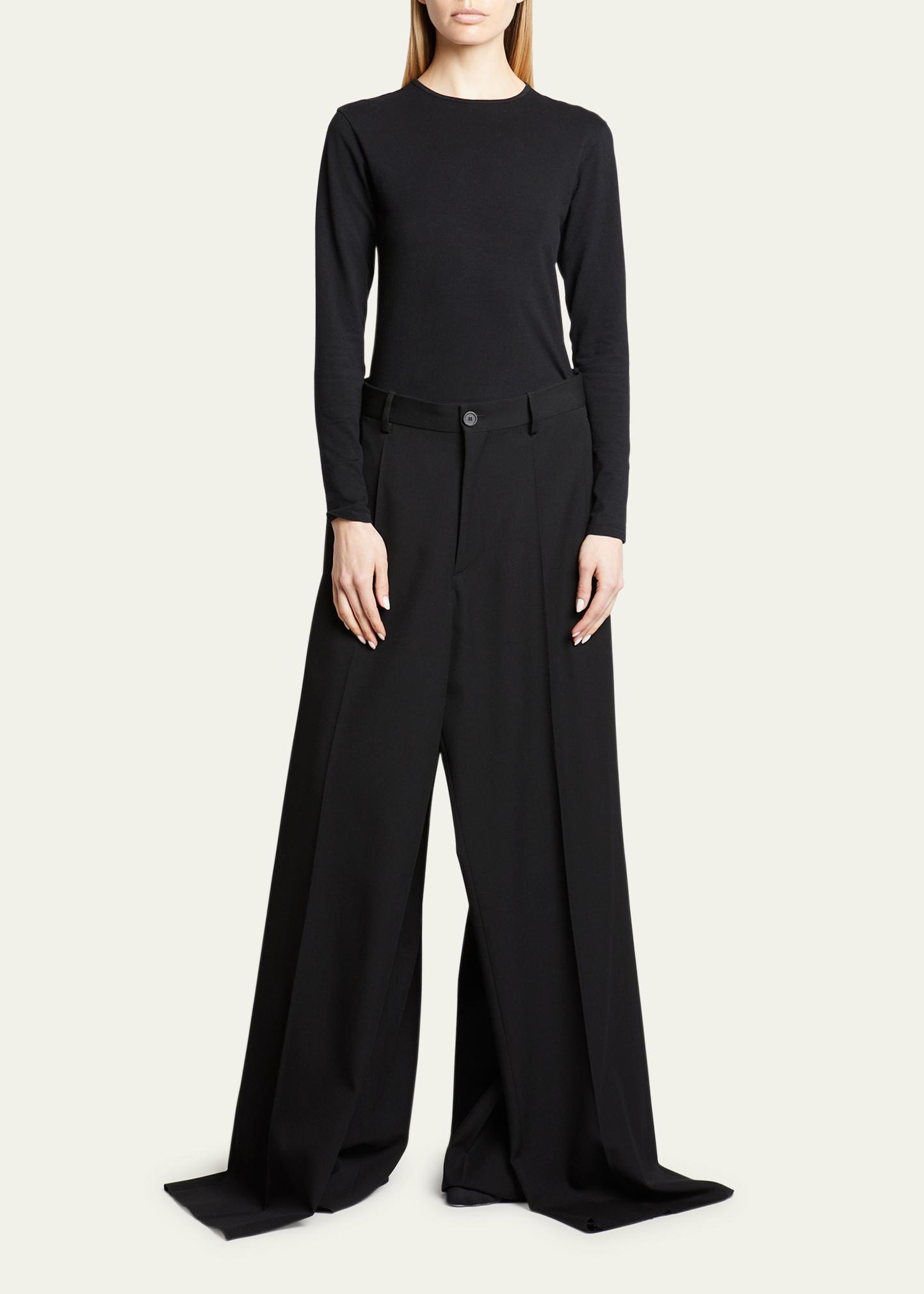 Balenciaga Double Front Wide-Leg Wool Pants - Bergdorf Goodman