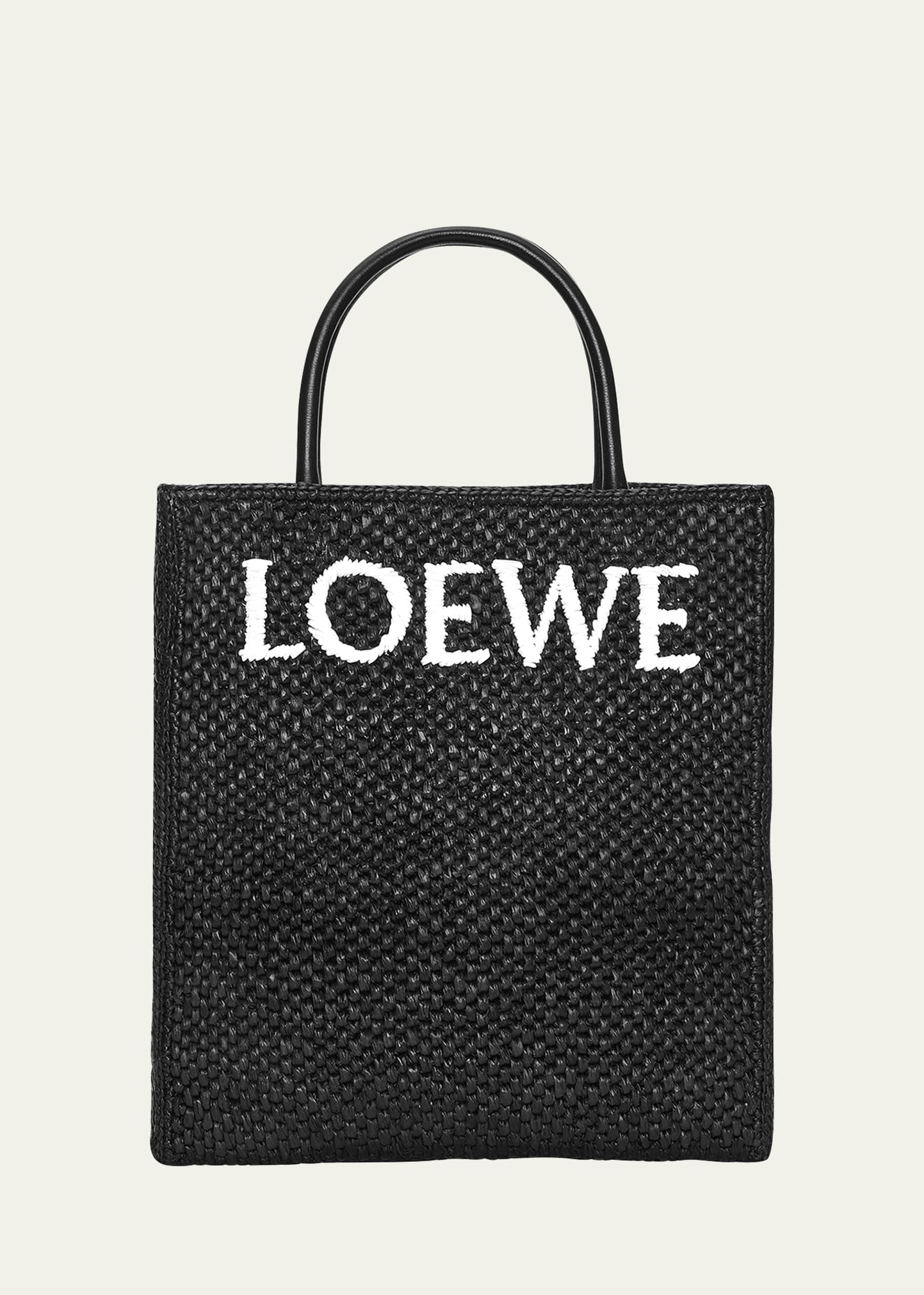 LOEWE Standard A4 Tote Bag In Raffia Black/White in Raffia with