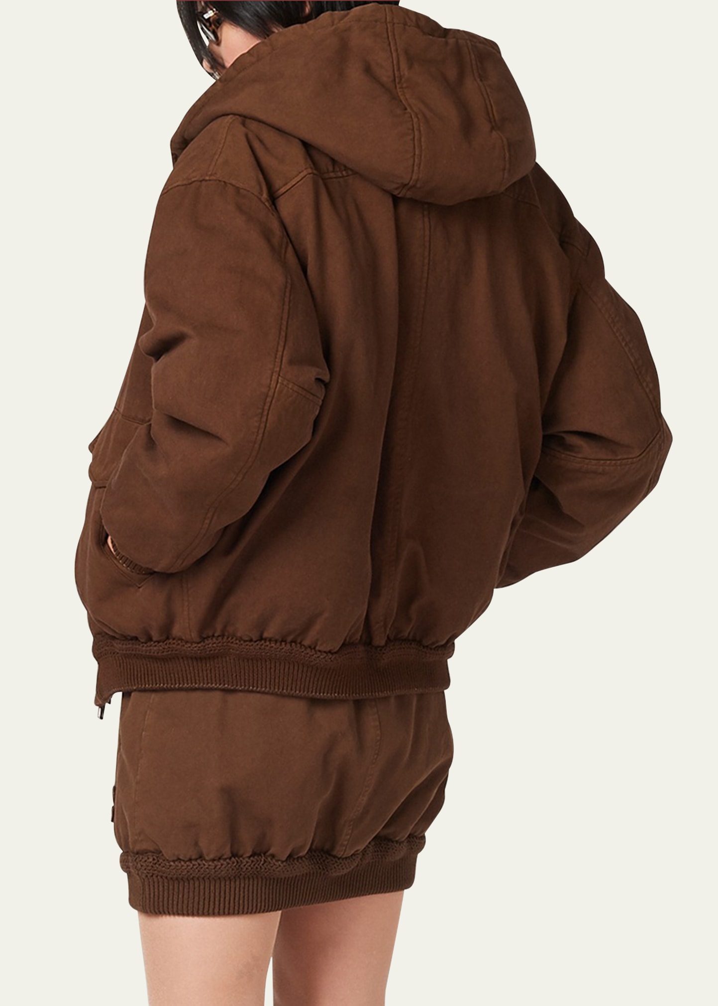 Miu Miu Hooded Gabardine Down Jacket - Bergdorf Goodman