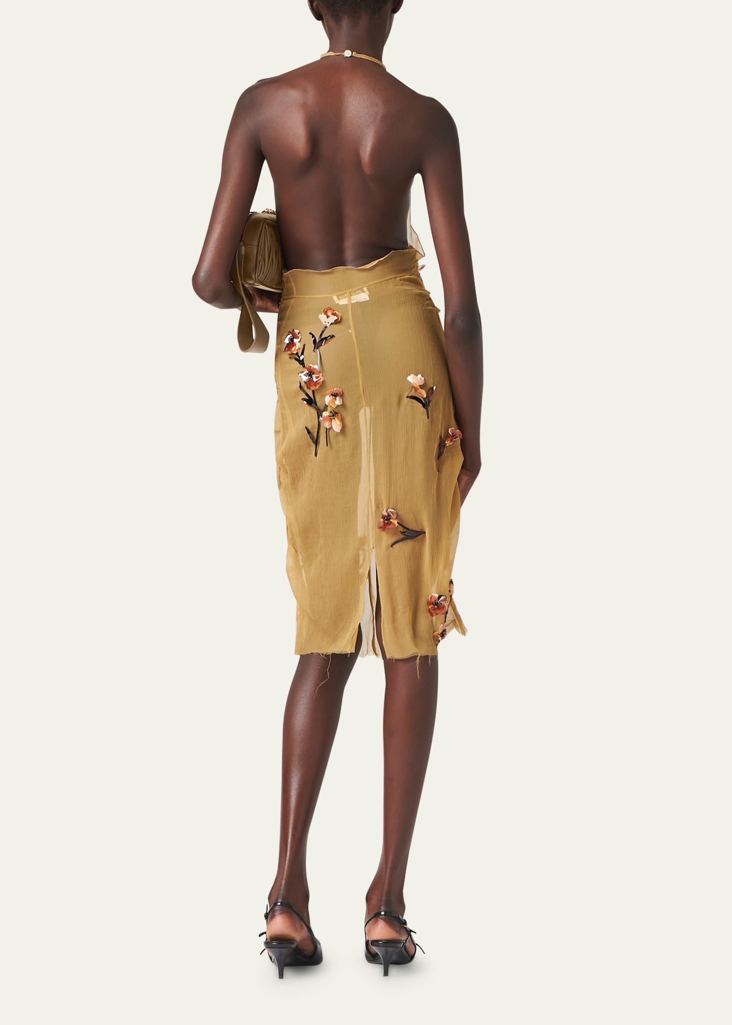 Miu Miu Floral-Embellished Chiffon Halter Dress - Bergdorf Goodman