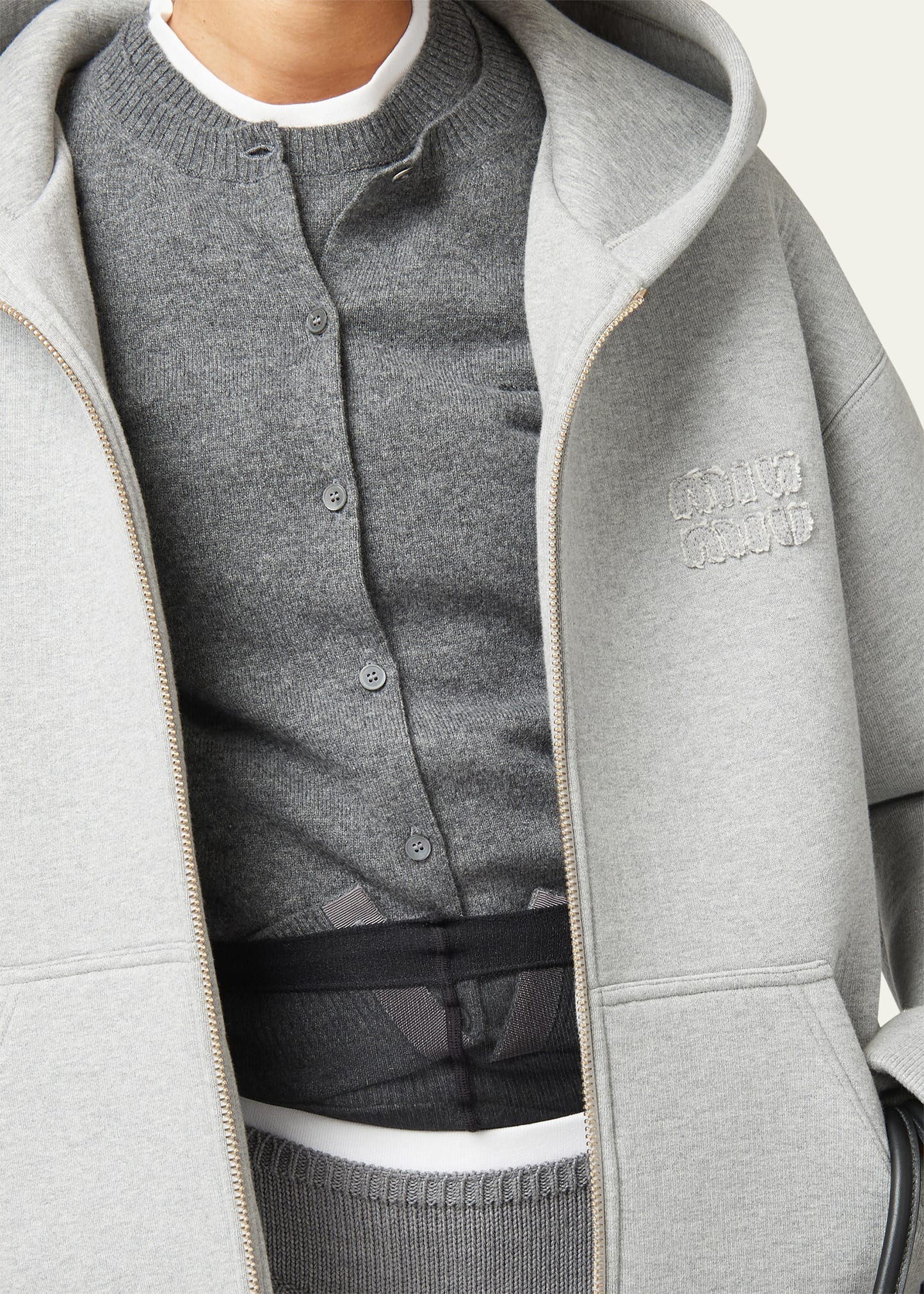 ジャケット Miu Miu Felpa Zip-Front Hoodie Miu Miu Felpa Zip-Front Hoodie - Bergdorf Goodman