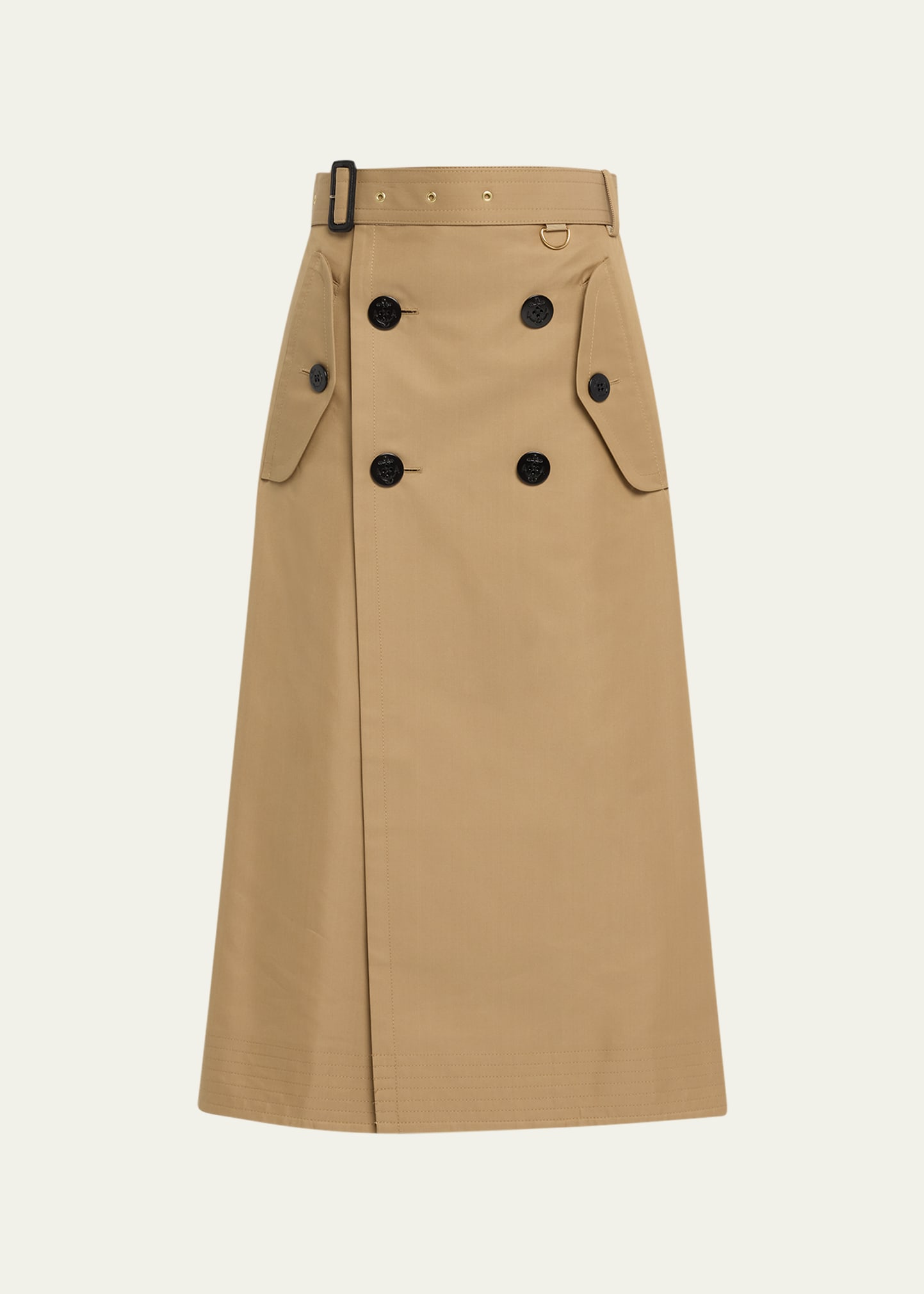 SACAI Pleated Back Double-Breast Trench Midi Skirt - Bergdorf Goodman 