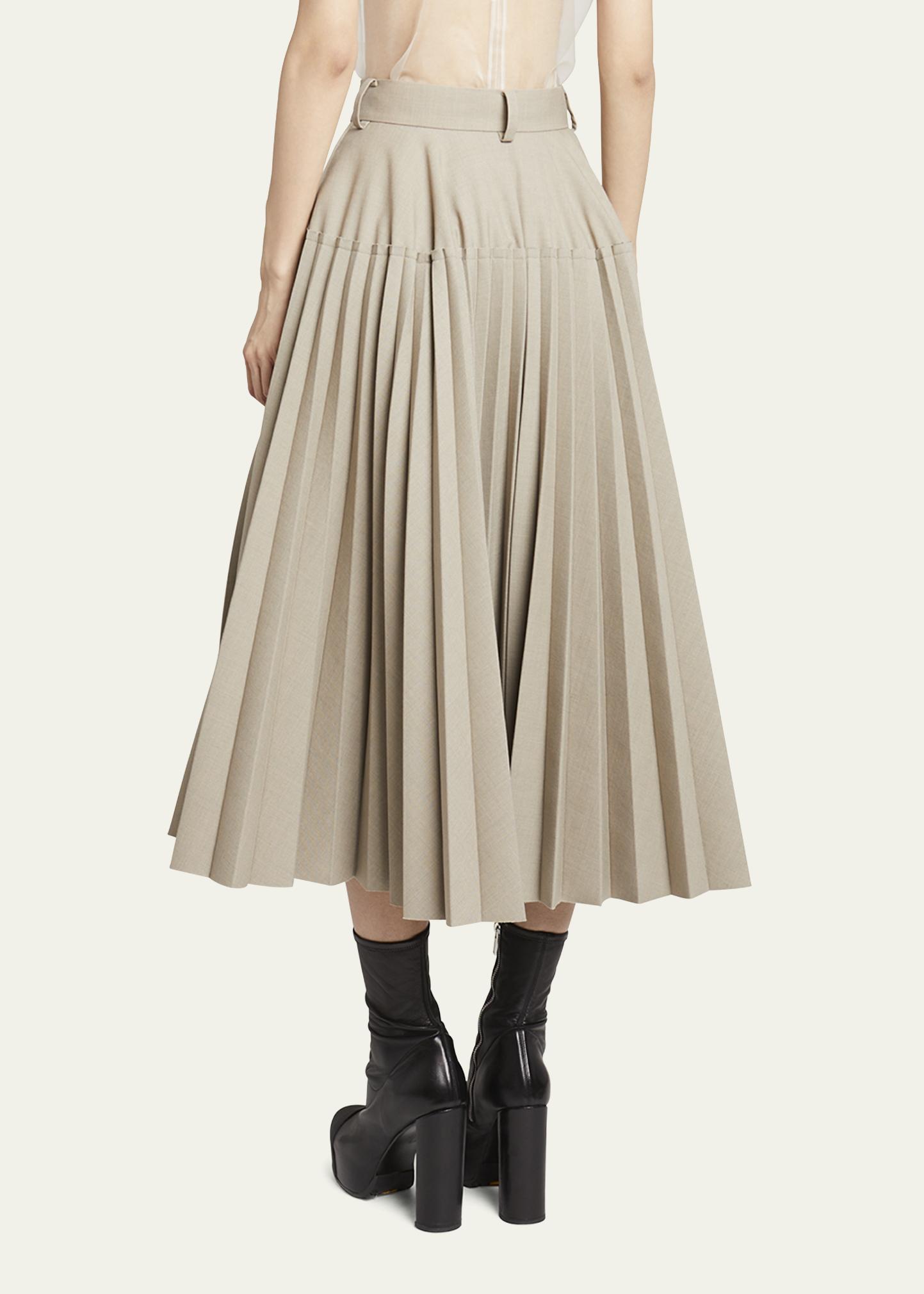 SACAI Two-Tone Pleated Suiting Midi Skirt - Bergdorf Goodman