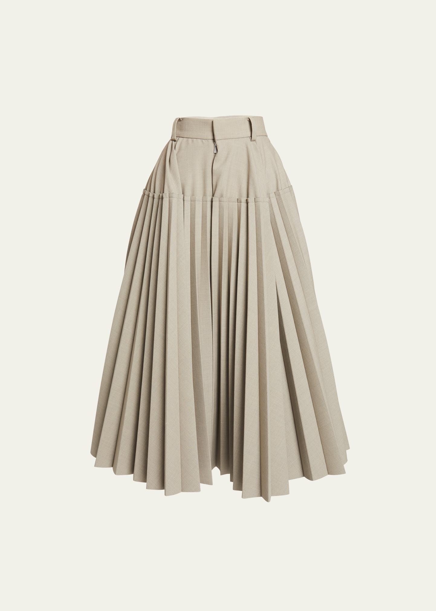 SACAI Two-Tone Pleated Suiting Midi Skirt - Bergdorf Goodman