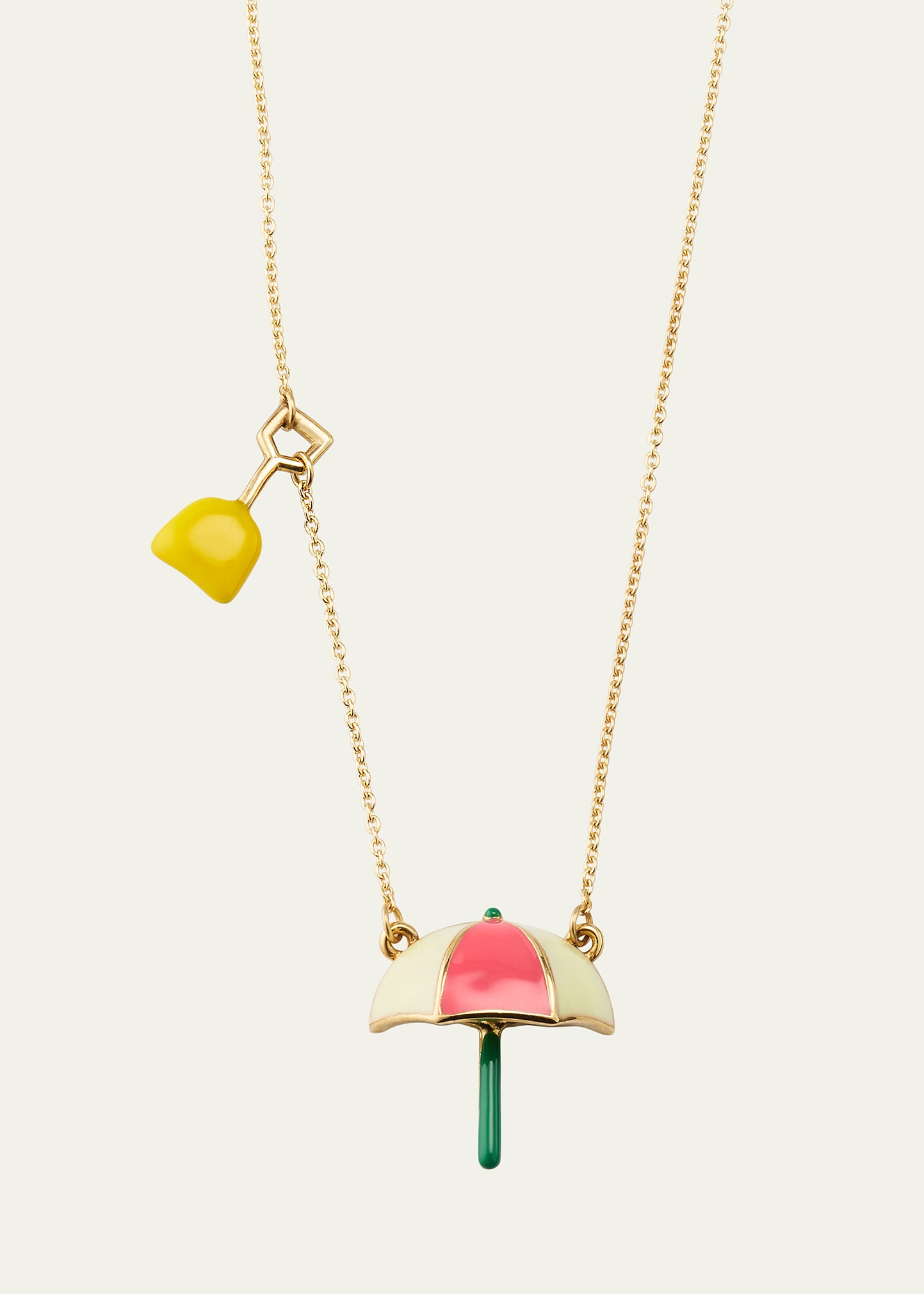 Aliita 9k Yellow Gold Sombrilla Paletta Enamel Necklace