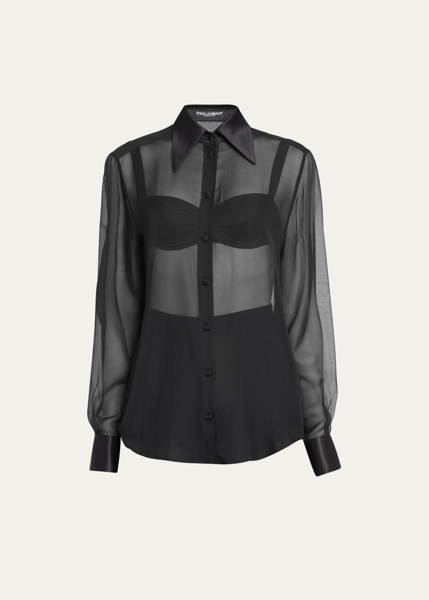 Dolce&Gabbana Chiffon Button-Front Shirt - Bergdorf Goodman
