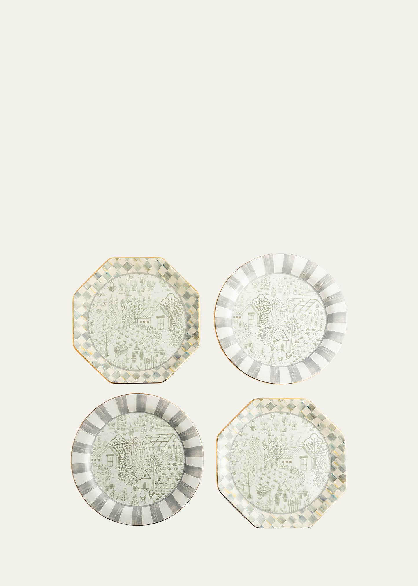 Mackenzie Child Sterling Cottage Dessert Plates, Set of 4