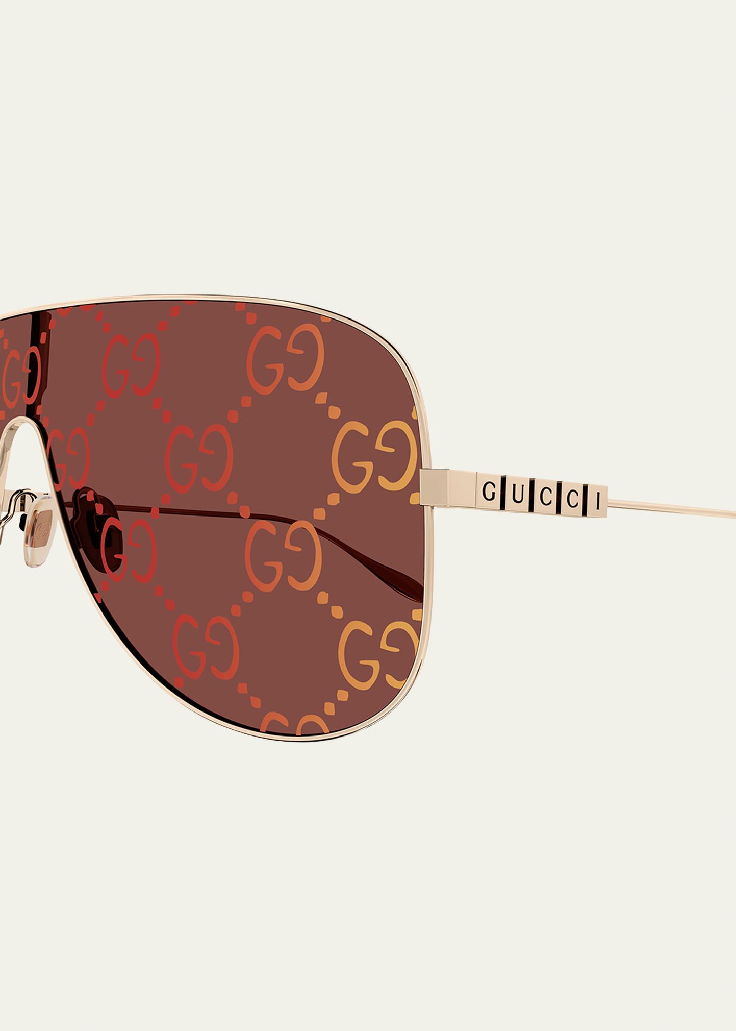 Gucci GG146S-003 Logo Lense Shield Sunglasses - Bergdorf Goodman display picture 2
