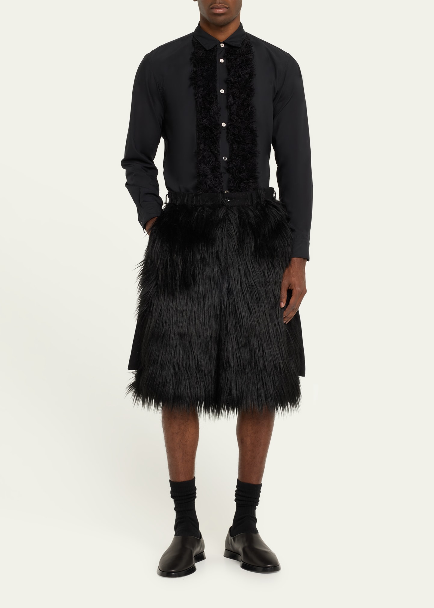 COMME DES GARCONS HOMME PLUS Men's Shorts with Faux-Fur Front