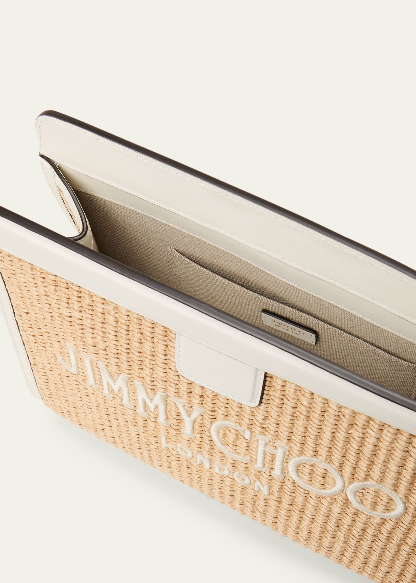 Jimmy Choo Avenue Logo Raffia Clutch Bag - Bergdorf Goodman