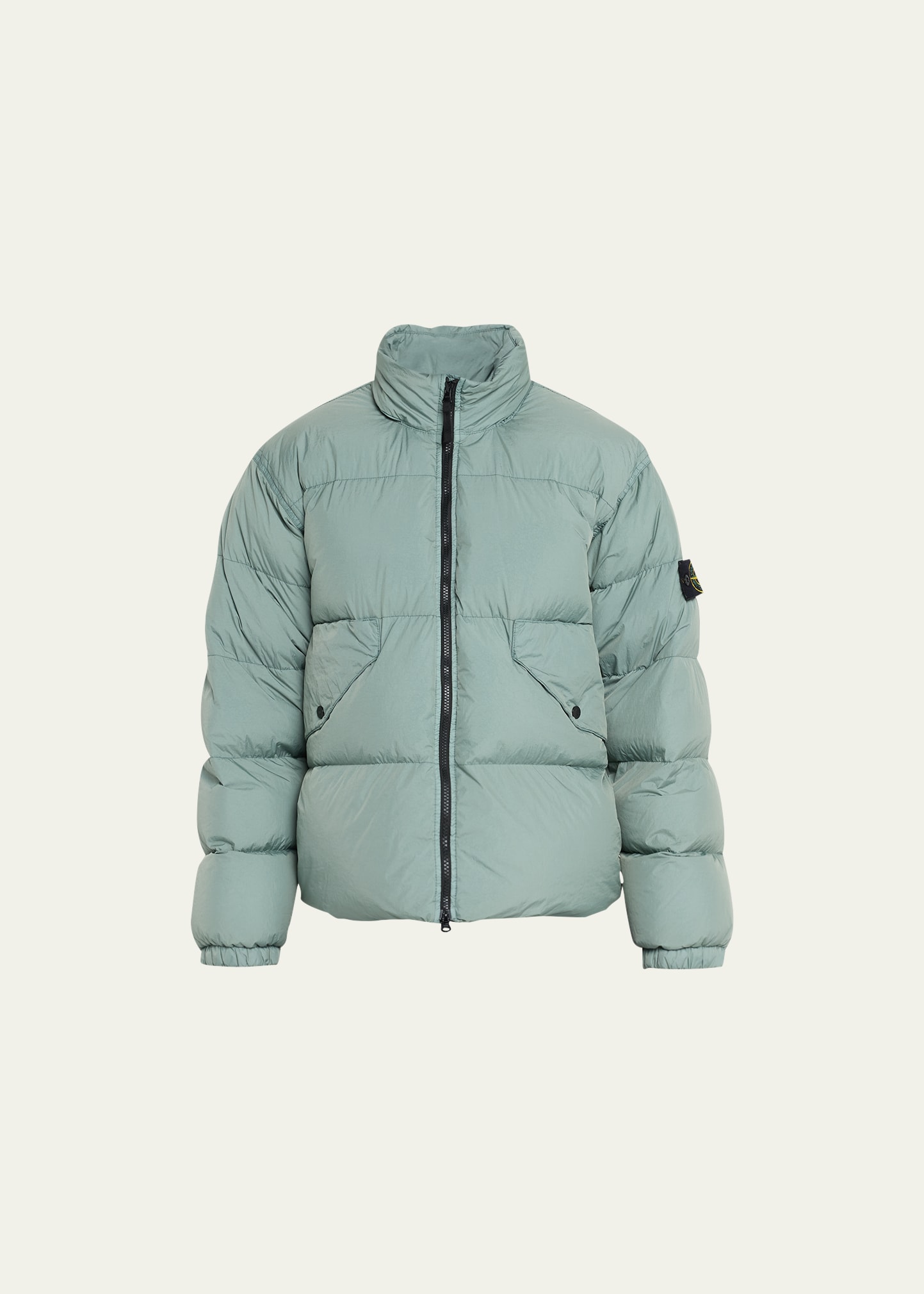 Stone Island Green Crinkled Down Jacket