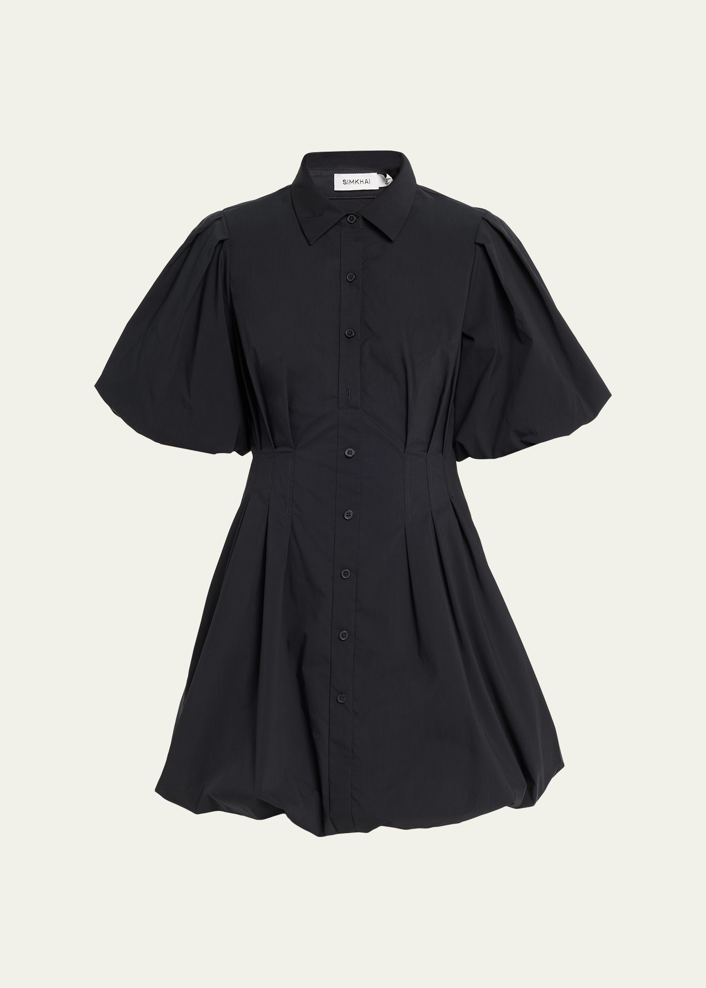 SIMKHAI Cleo Polin Balloon-Sleeve Pleated Mini Dress - Bergdorf