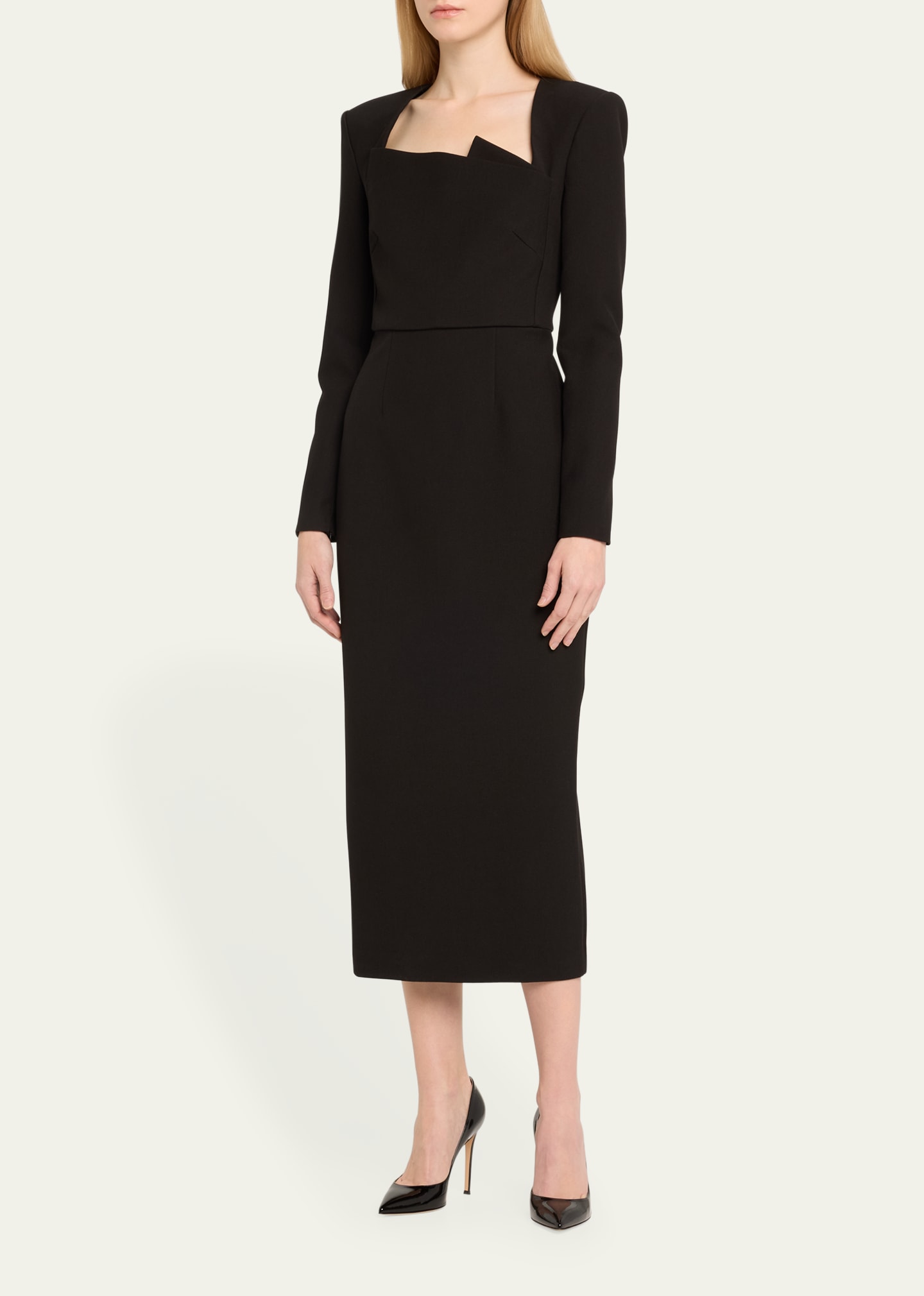 Roland Mouret Asymmetric Crepe Midi Dress - Bergdorf Goodman