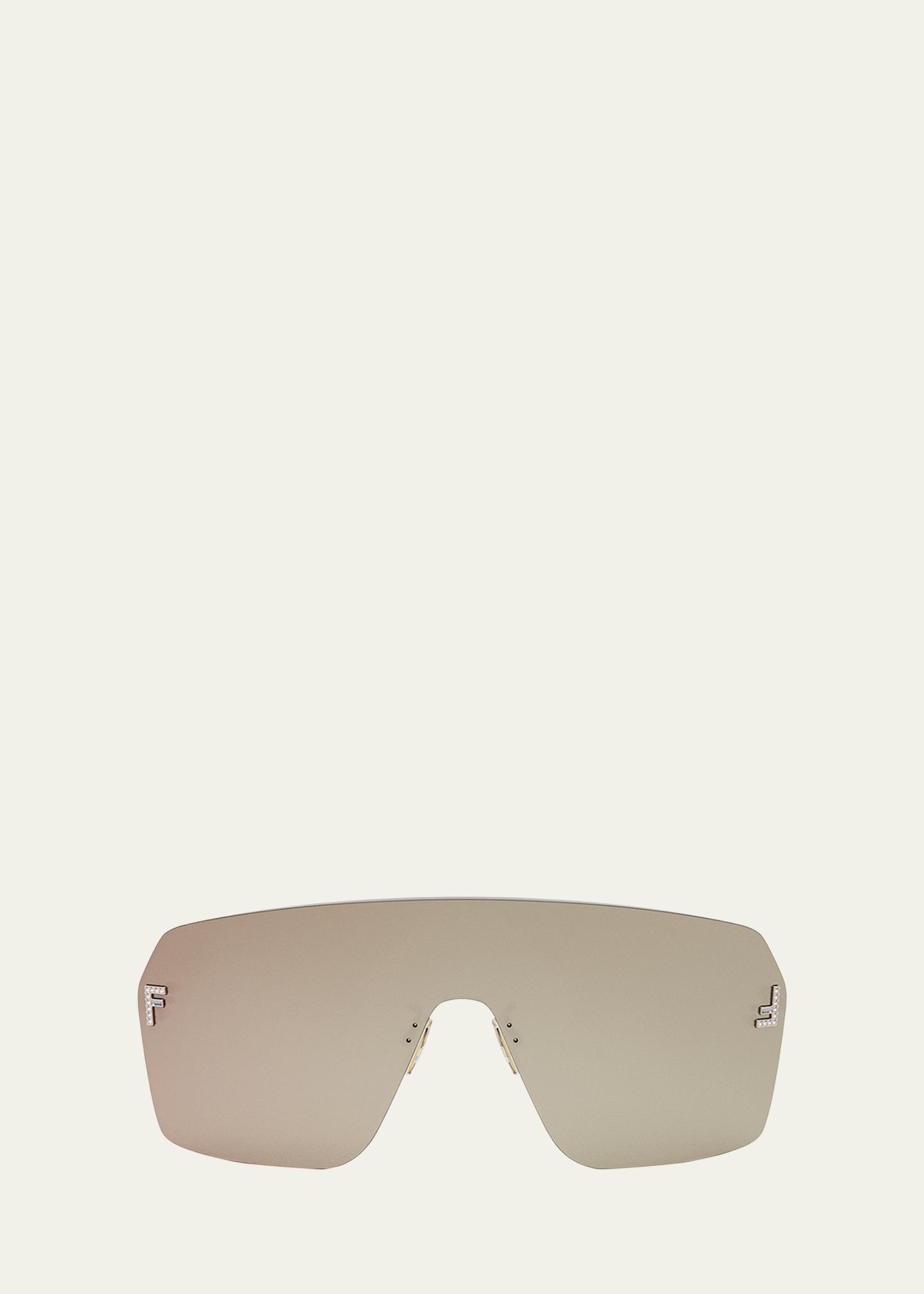 Fendi Embellished Rimless Shield Sunglasses - Bergdorf Goodman