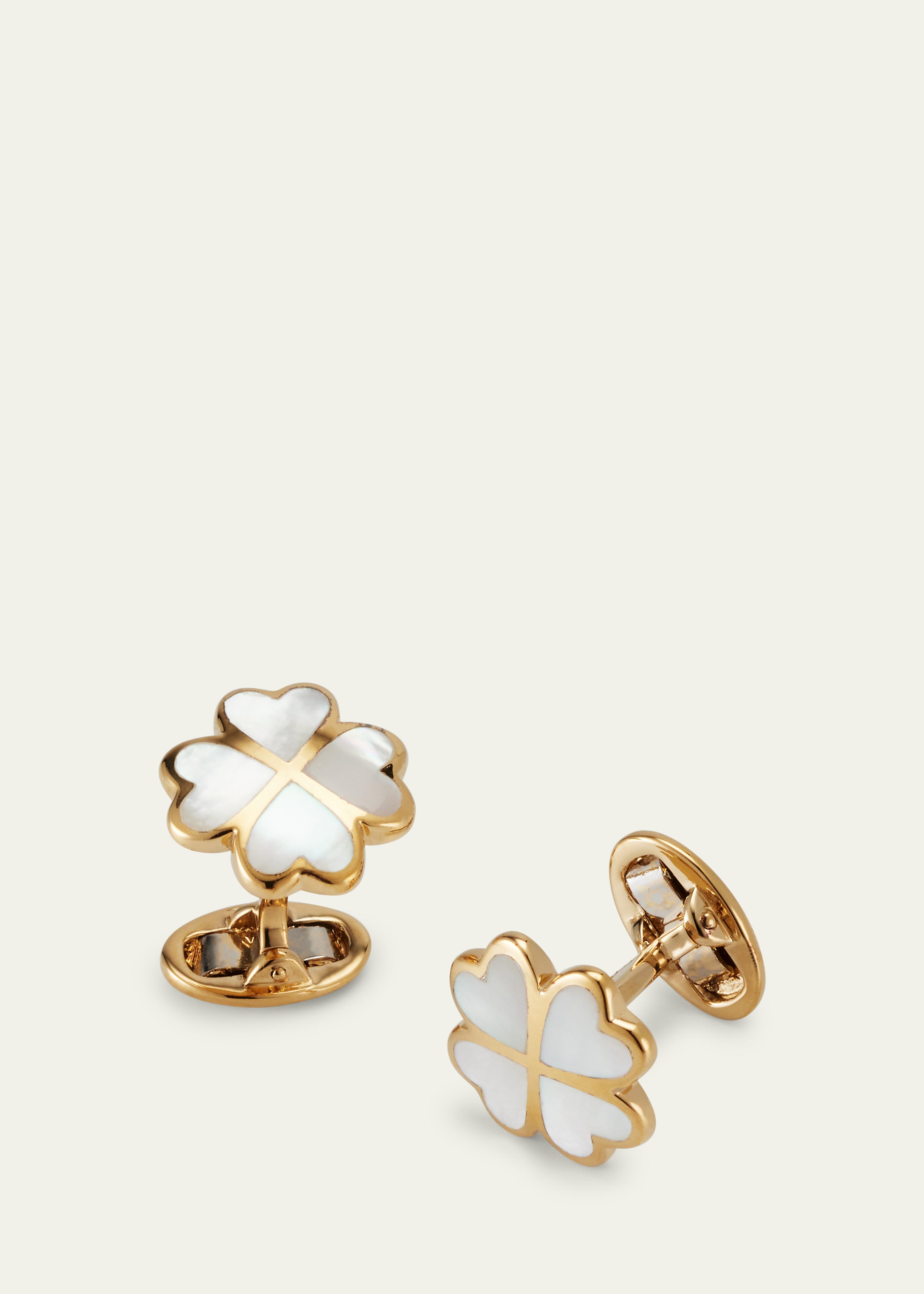 Jan Leslie Men's 18K Gold Vermeil Mother-Of-Pearl Four Leaf Clover