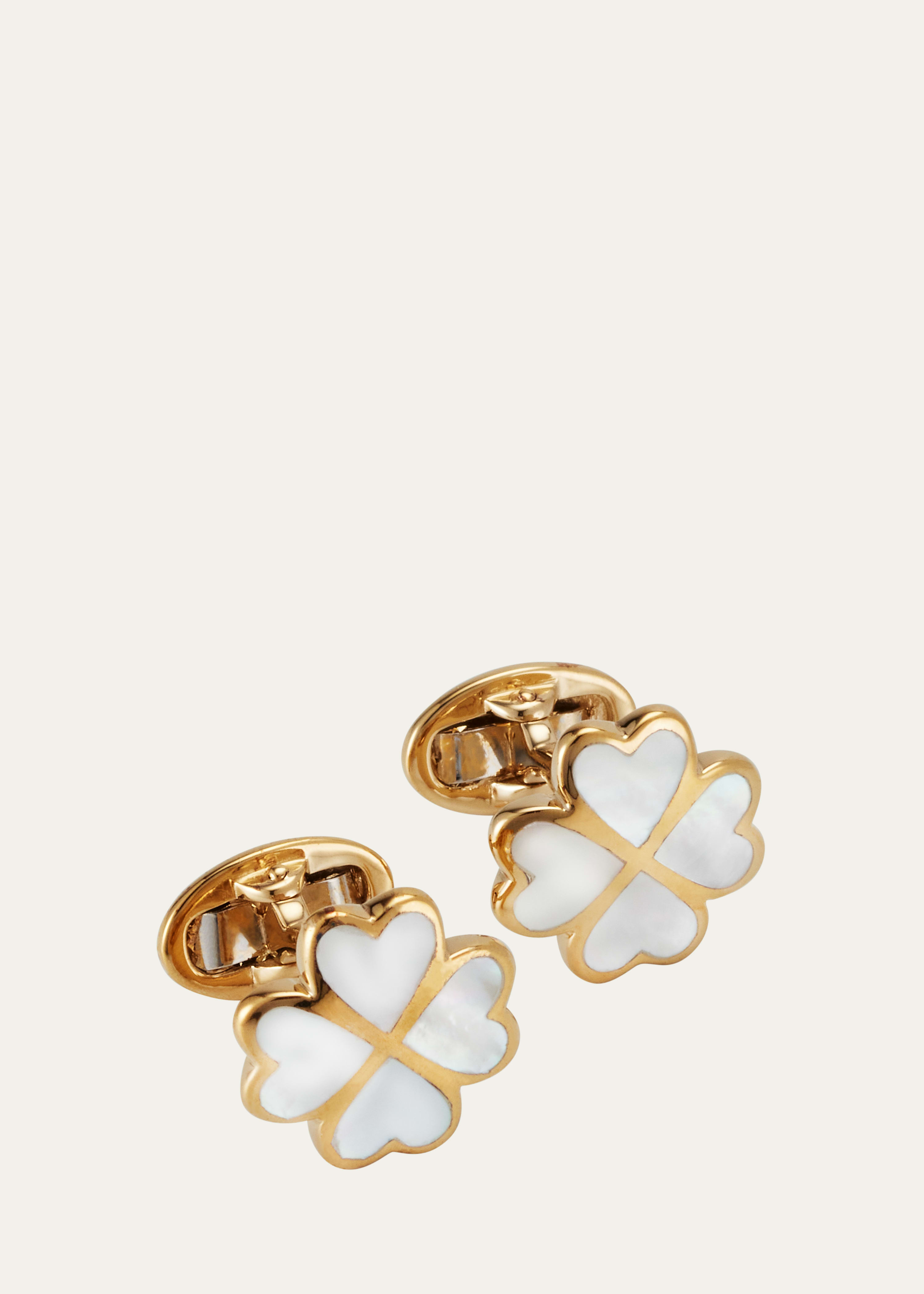 Jan Leslie Men's 18K Gold Vermeil Mother-Of-Pearl Four Leaf Clover
