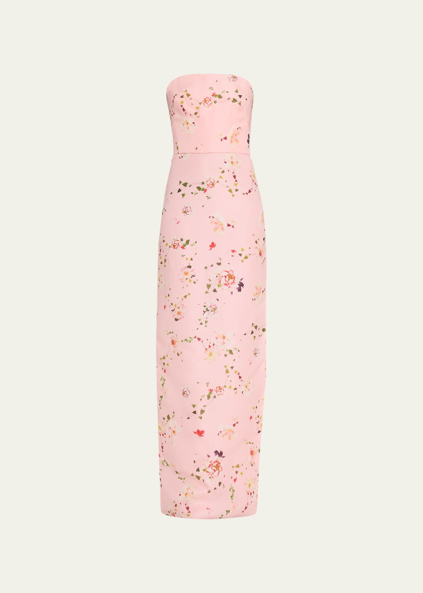 Monique Lhuillier Strapless Floral Gazar Gown with Bustle Train - Bergdorf  Goodman