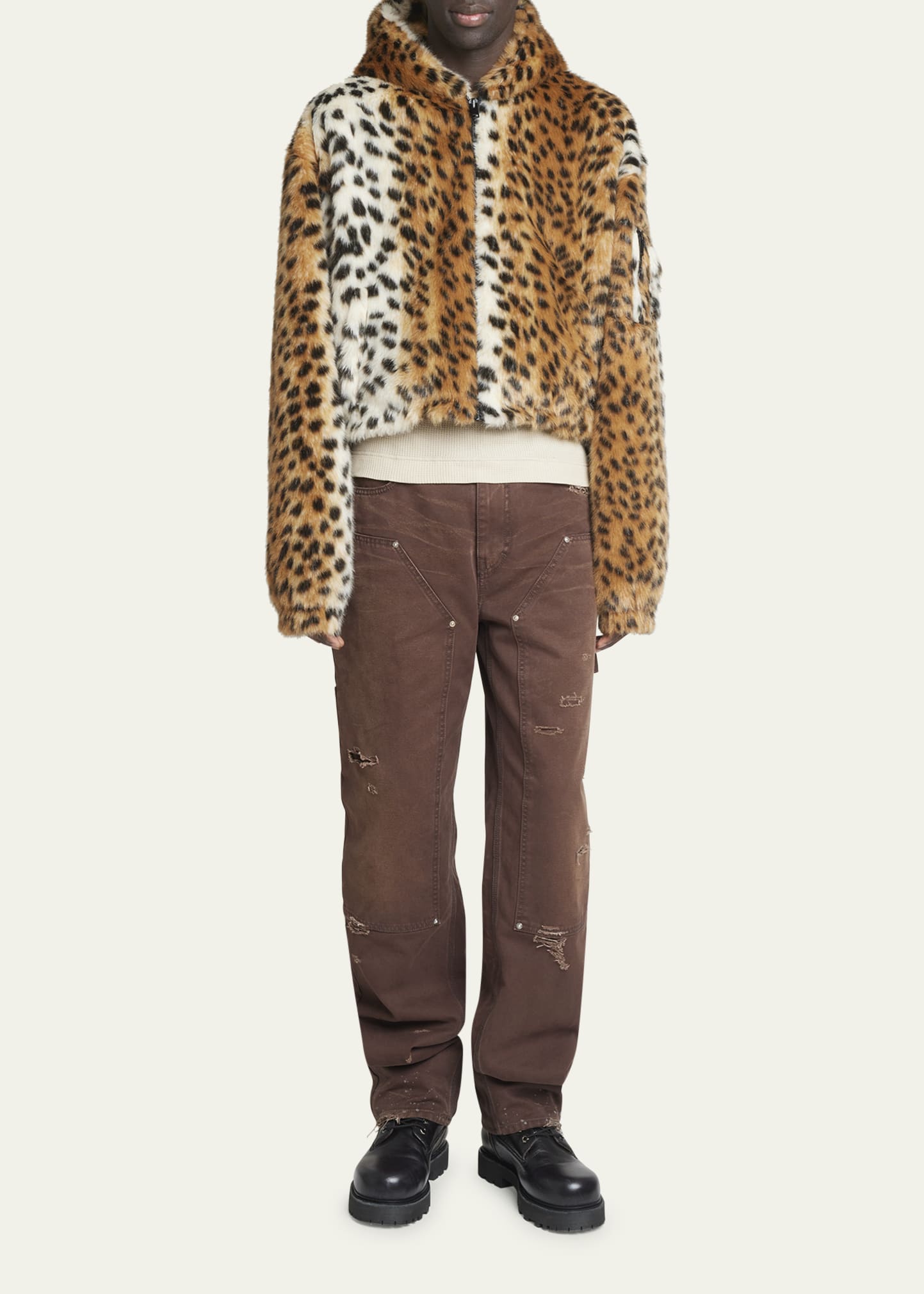 激レア　Givenchy fox far Givenchy Men's Faux Leopard Fur Blouson Jacket - Bergdorf
